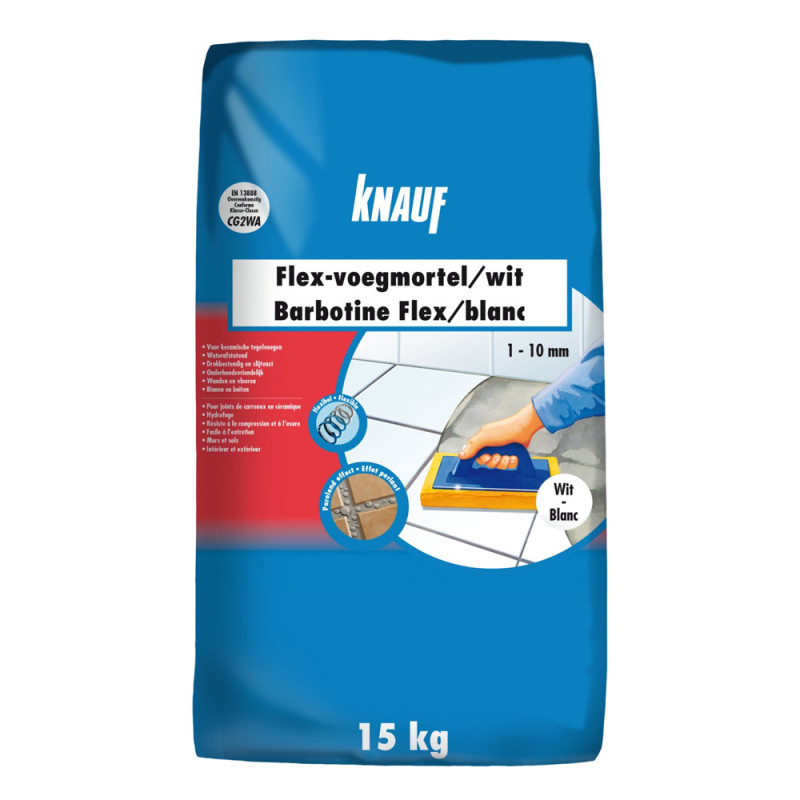 Mortier de jointoiement Barbotine Flex blanc 15 kg KNAUF