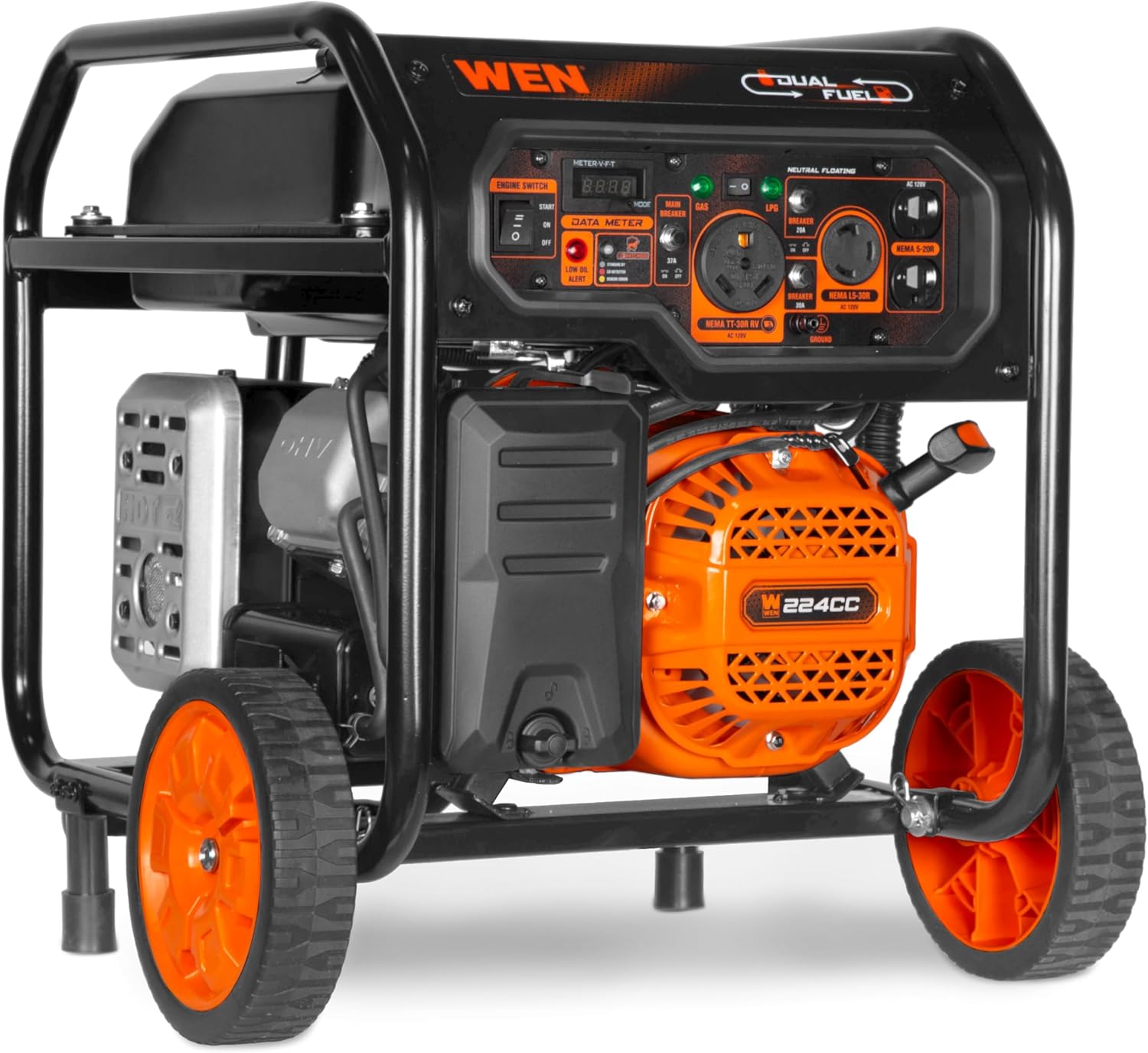 WEN 5 600-Watt Dual Fuel Portable Generator with Wheel Kit  Electric Start  and CO Watchdog (DF5600X)