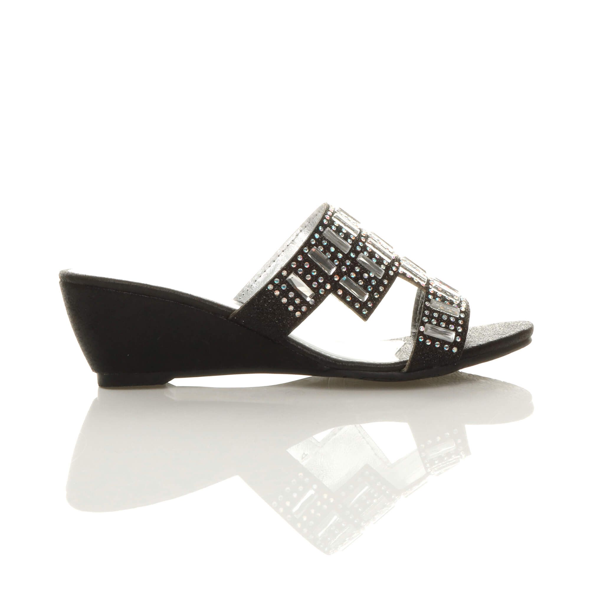 AJVANI Mid Wedge Heel Diamante Heeled Sandals