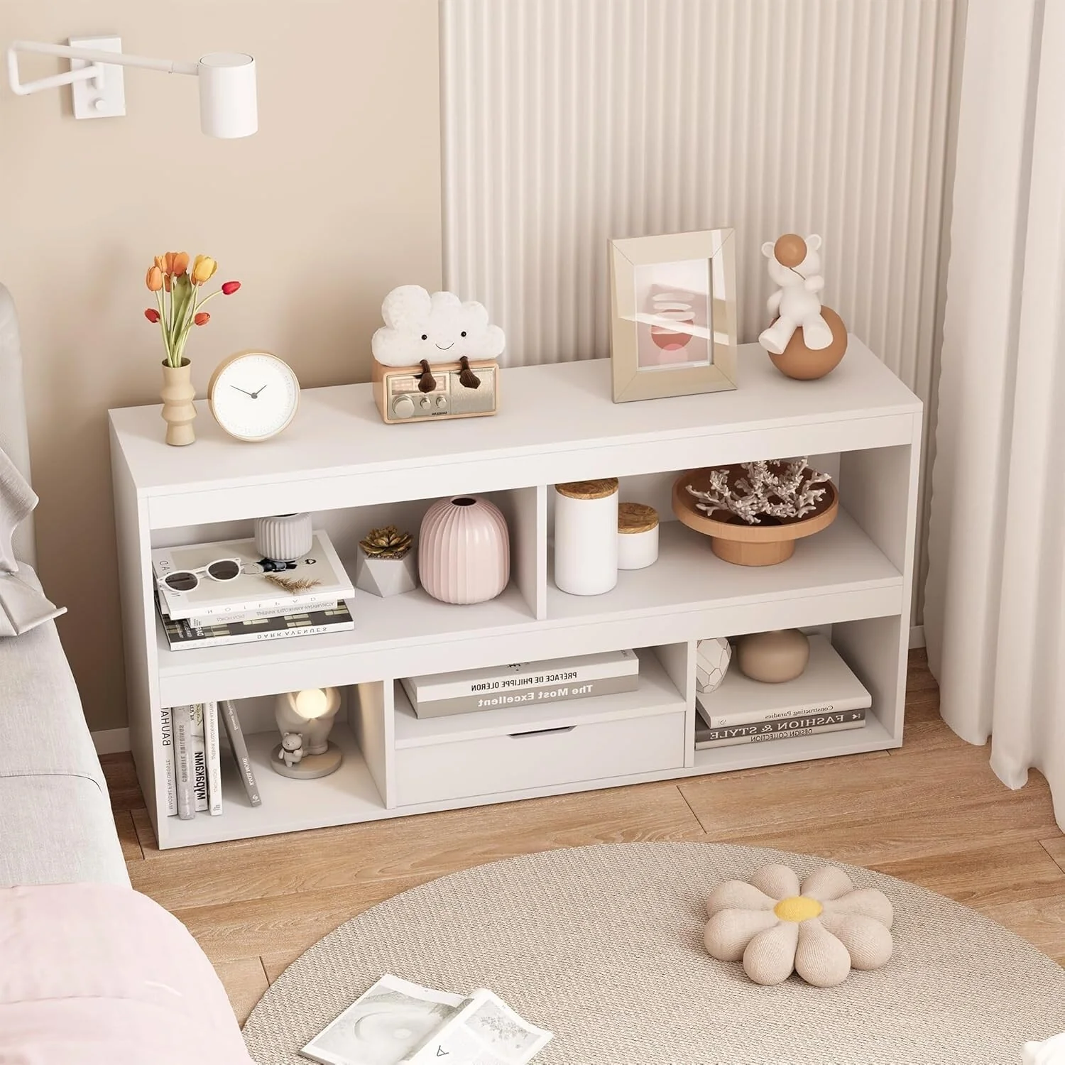 Kids Storage Organizer with DrawerToy Storage Shelf 5 Cubes Storage OrganizerCabinet