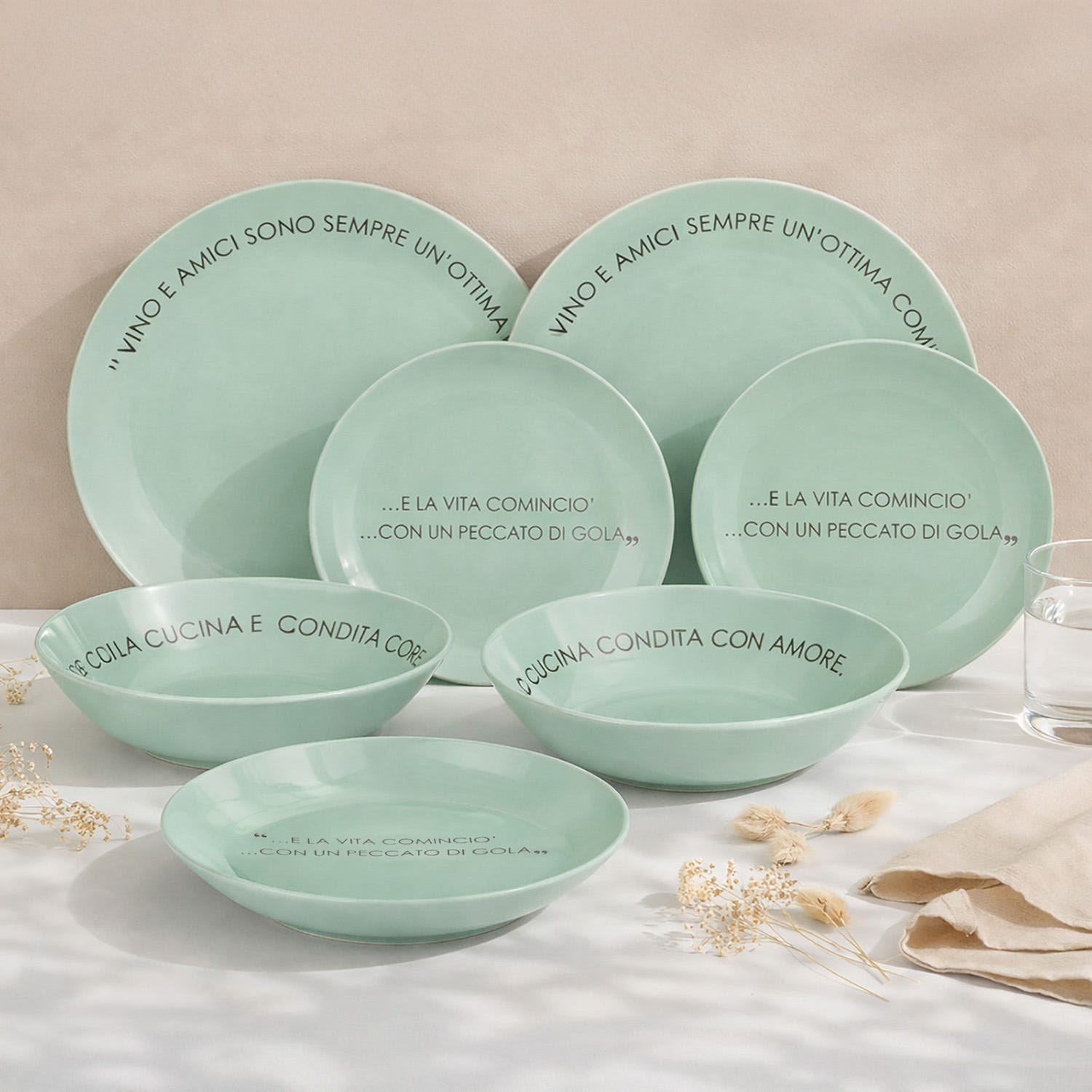 Servizio 18 piatti ceramica salvia Quotes
