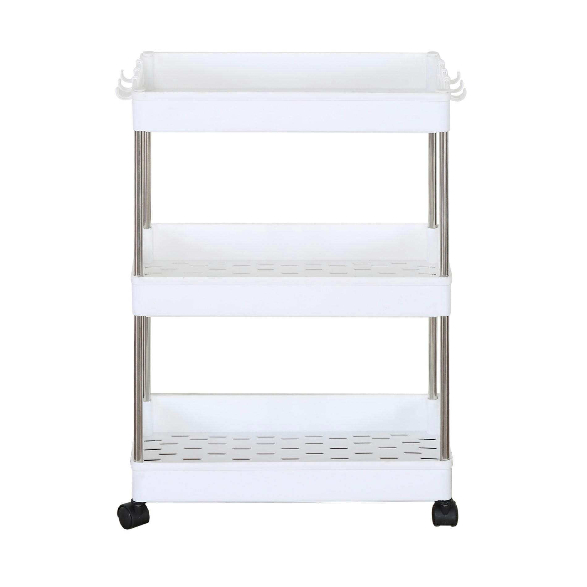 EASY LIFE - Chariot cuisine avec roues 40x23x60 cm en plastique blanc