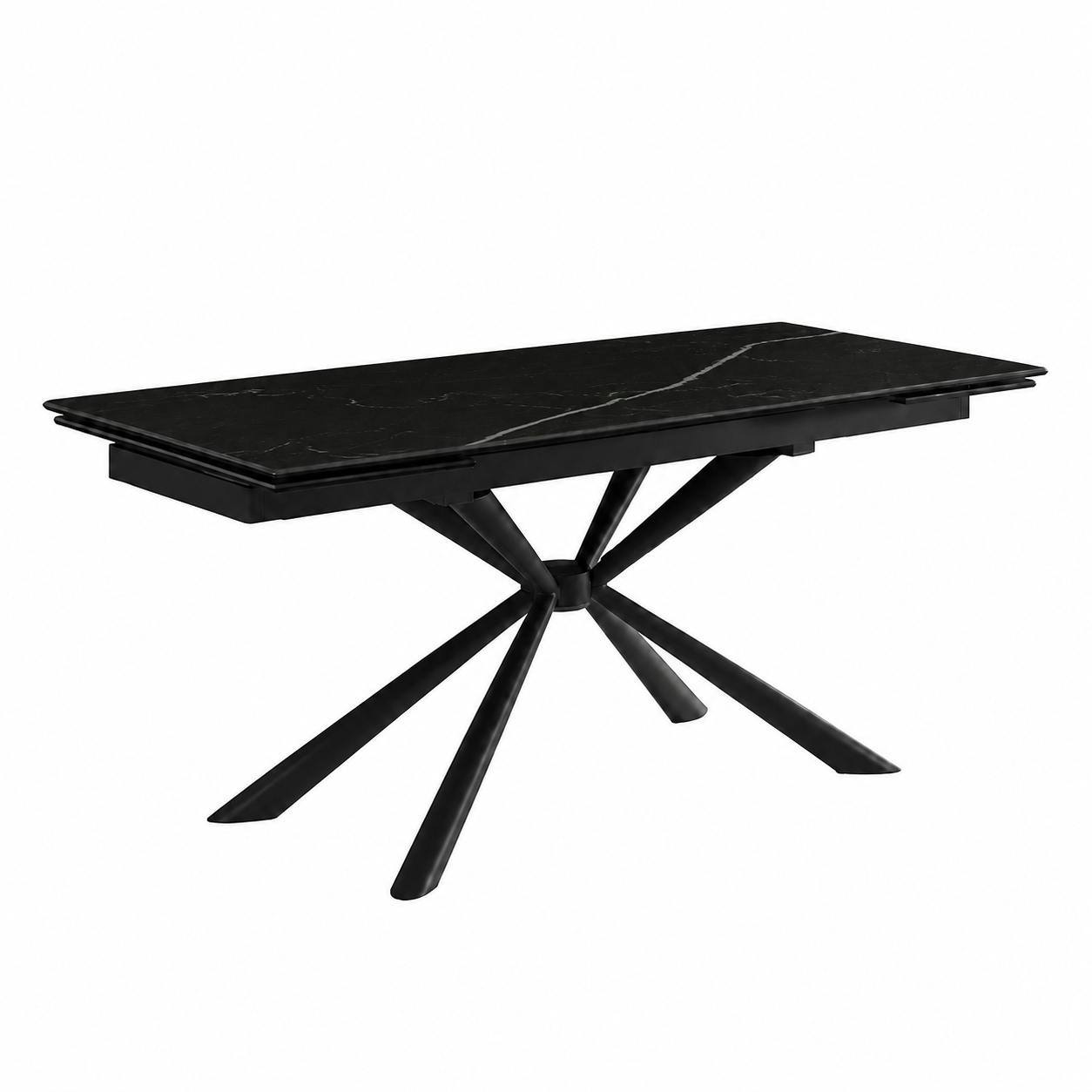 Table céramique extensible noire marbrée 180-260 cm LUGANO