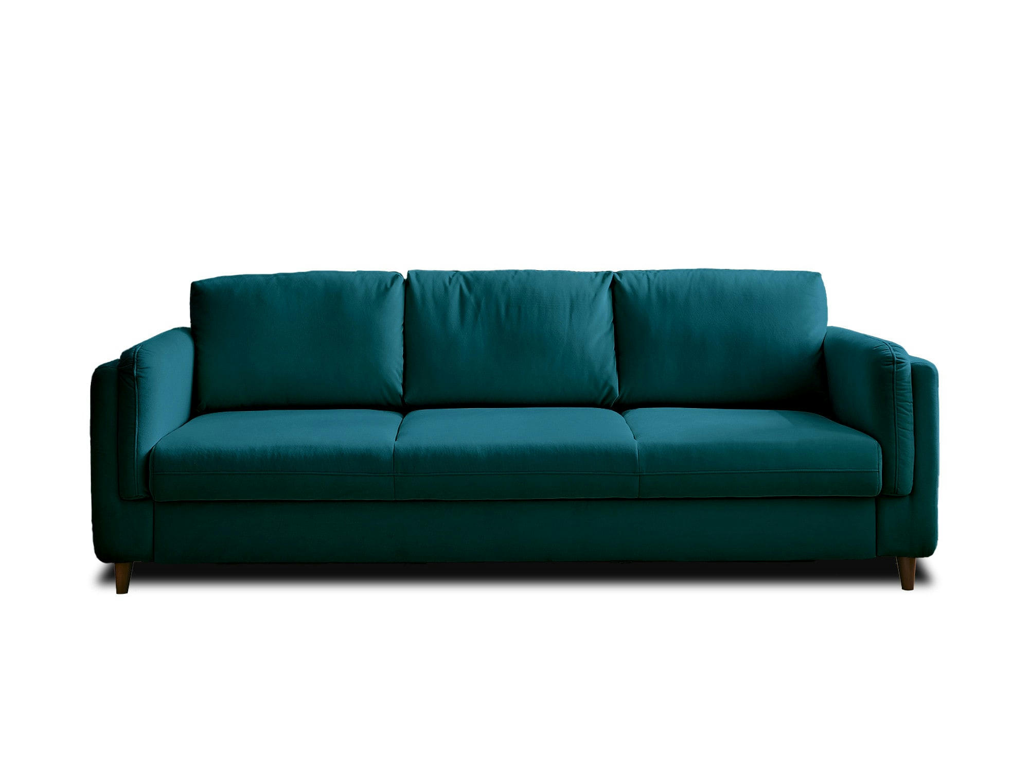 BROOKE - Canapé droit convertible 3 places en velours bleu canard