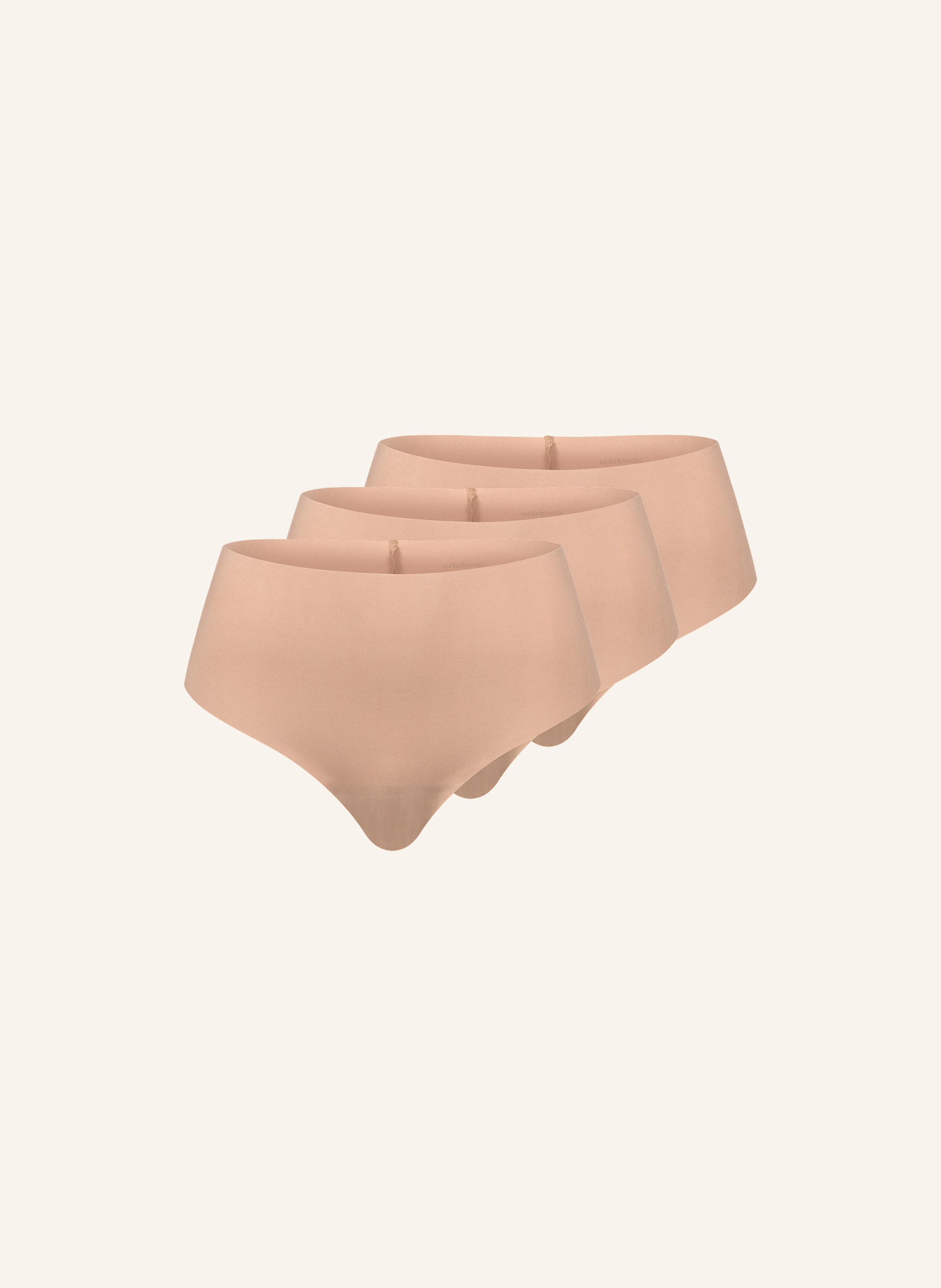 erlich textil 3er Pack Casual Cotton High Waist Brazil String mit Baumwolle (aus kontrolliert biologischem Anbau) - nahtlose Kanten