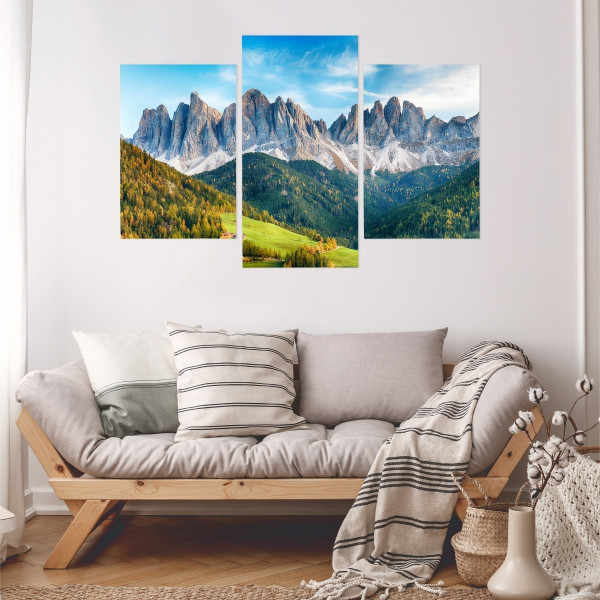 Obraz Tryptyk KRAJOBRAZ Górski Drzewa 3D 60x40cm