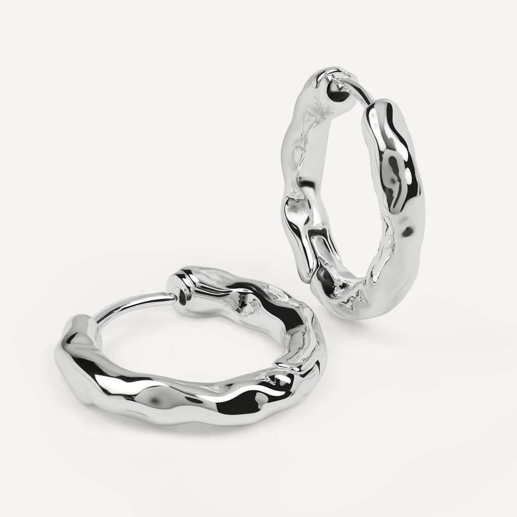 Hadley Lane - Silver Plated Hammer Hoop Earrings