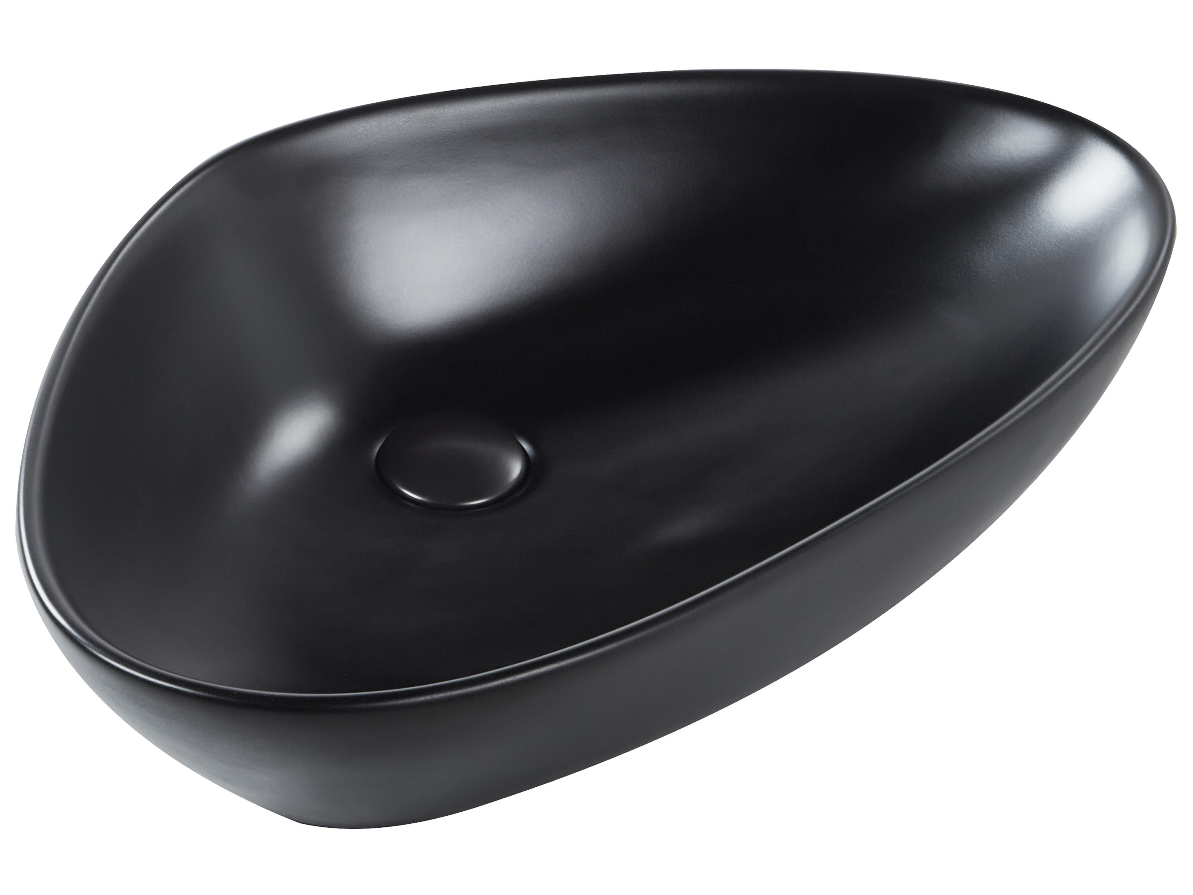 Countertop Basin TIRIG 600 x 390 mm Ceramic Black