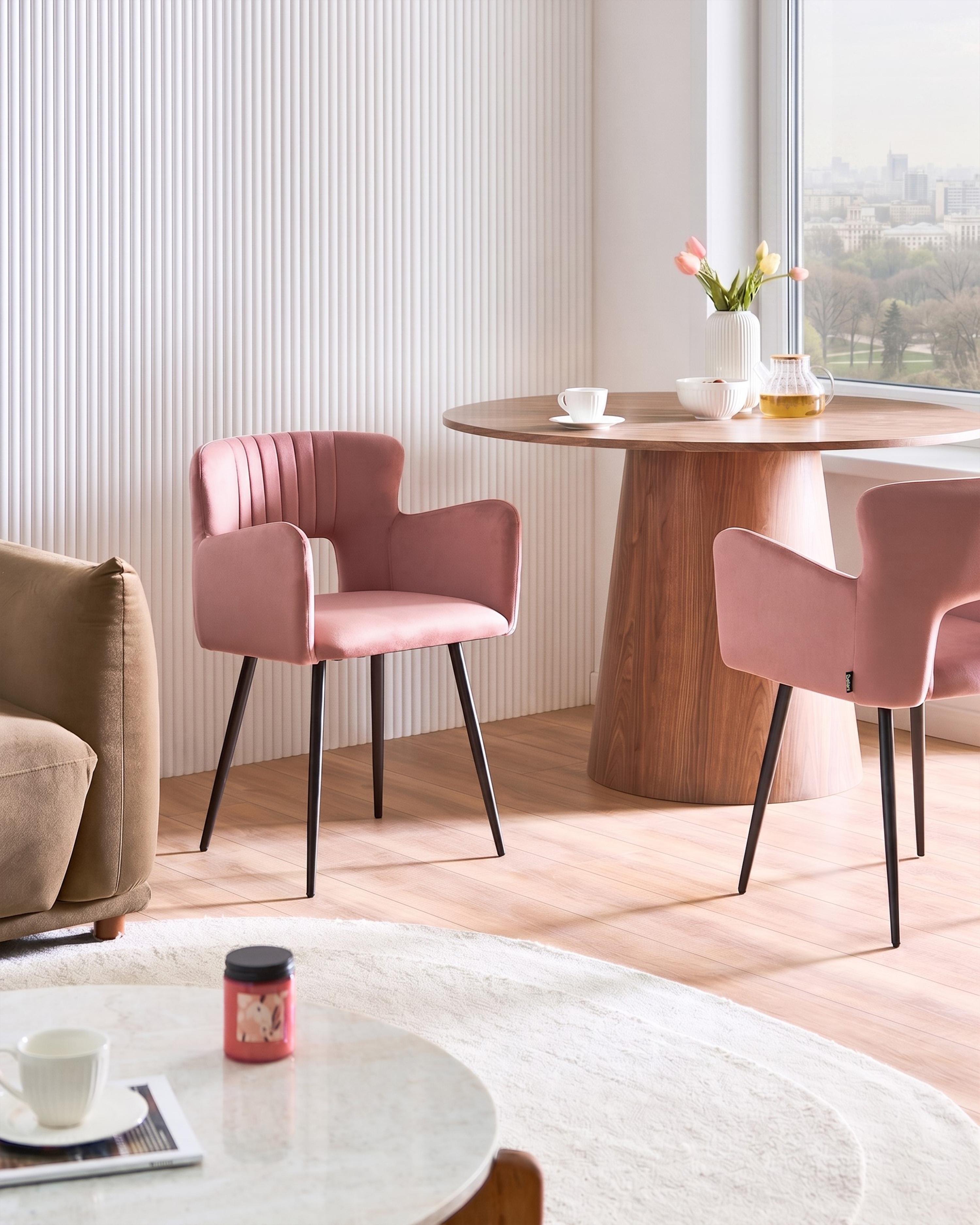 Set of 2 Dining Chairs SANILAC Velvet Pastel Pink