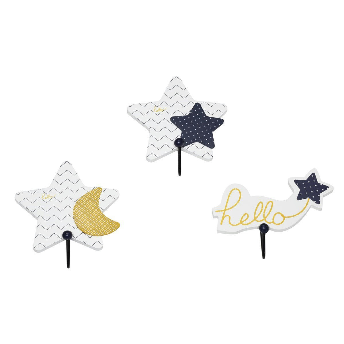 HELLO - Patères en bois en MDF blanc