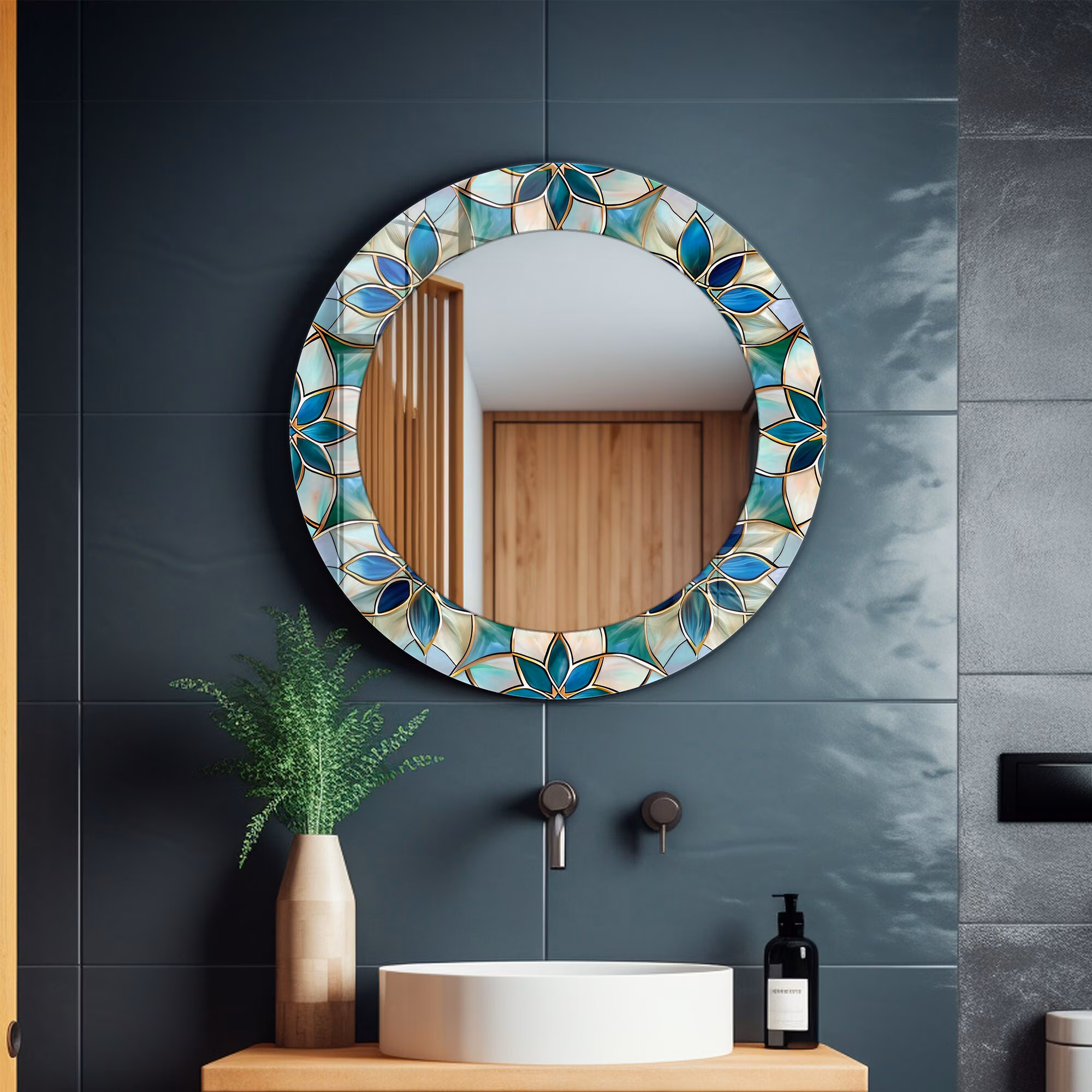 Tempered Glass Round Wall Mirror: Modern Bathroom Decor for Over Sink