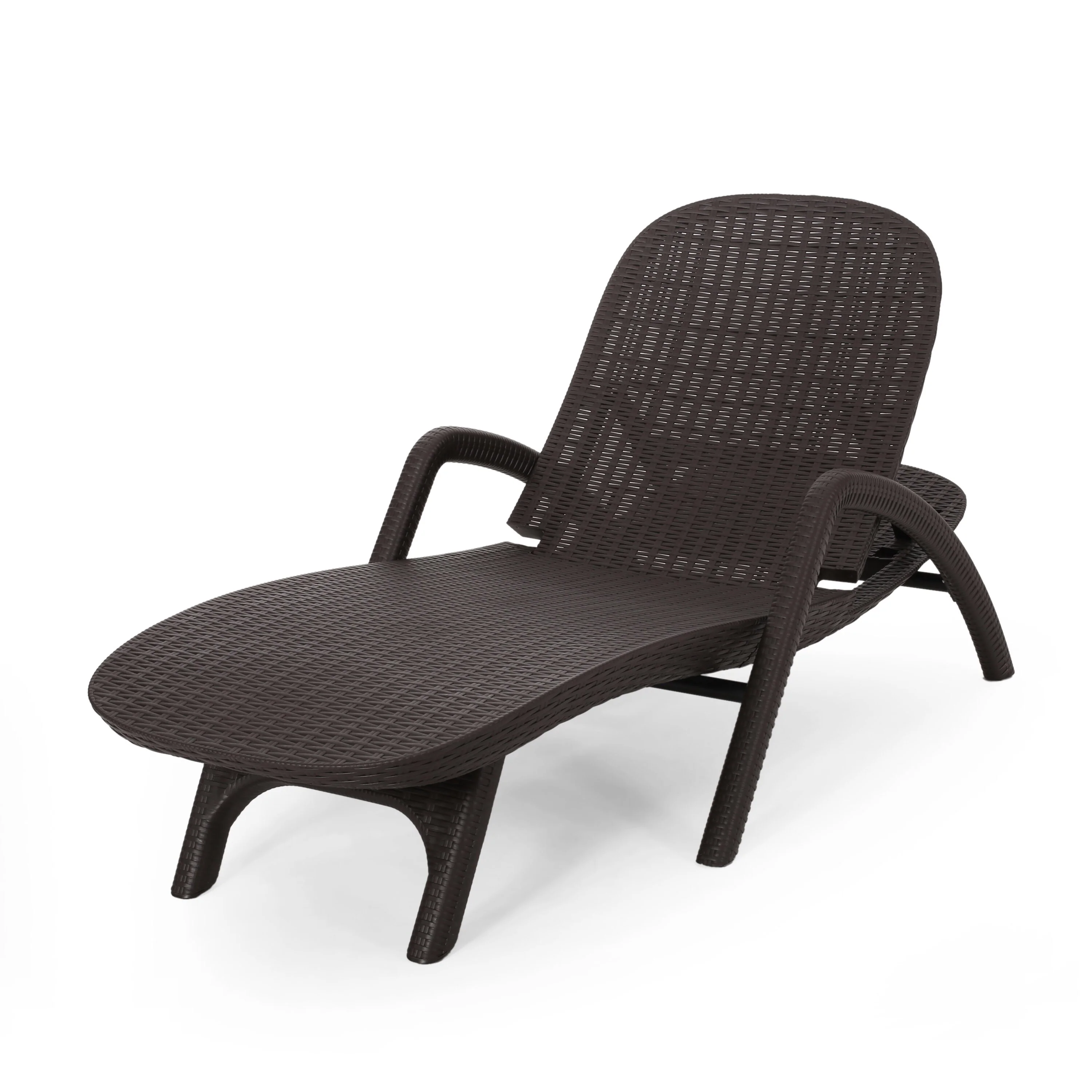 Durable Outdoor 3D Rattan Texture Chaise Lounge Weather-Resistant Finish Sun Lounger for Poolside Patio Garden