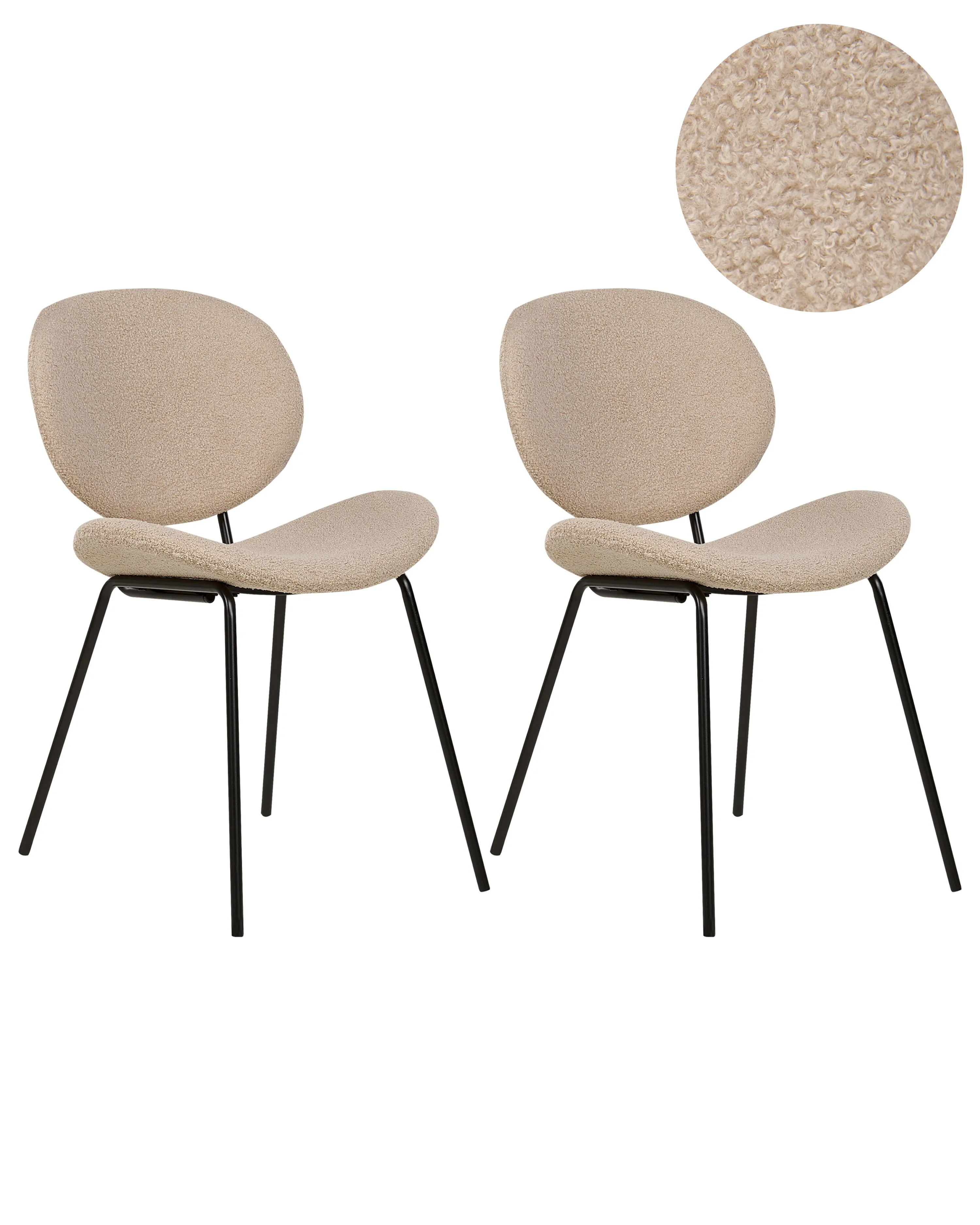 Set of 2 Dining Chairs LUANA Boucle Taupe