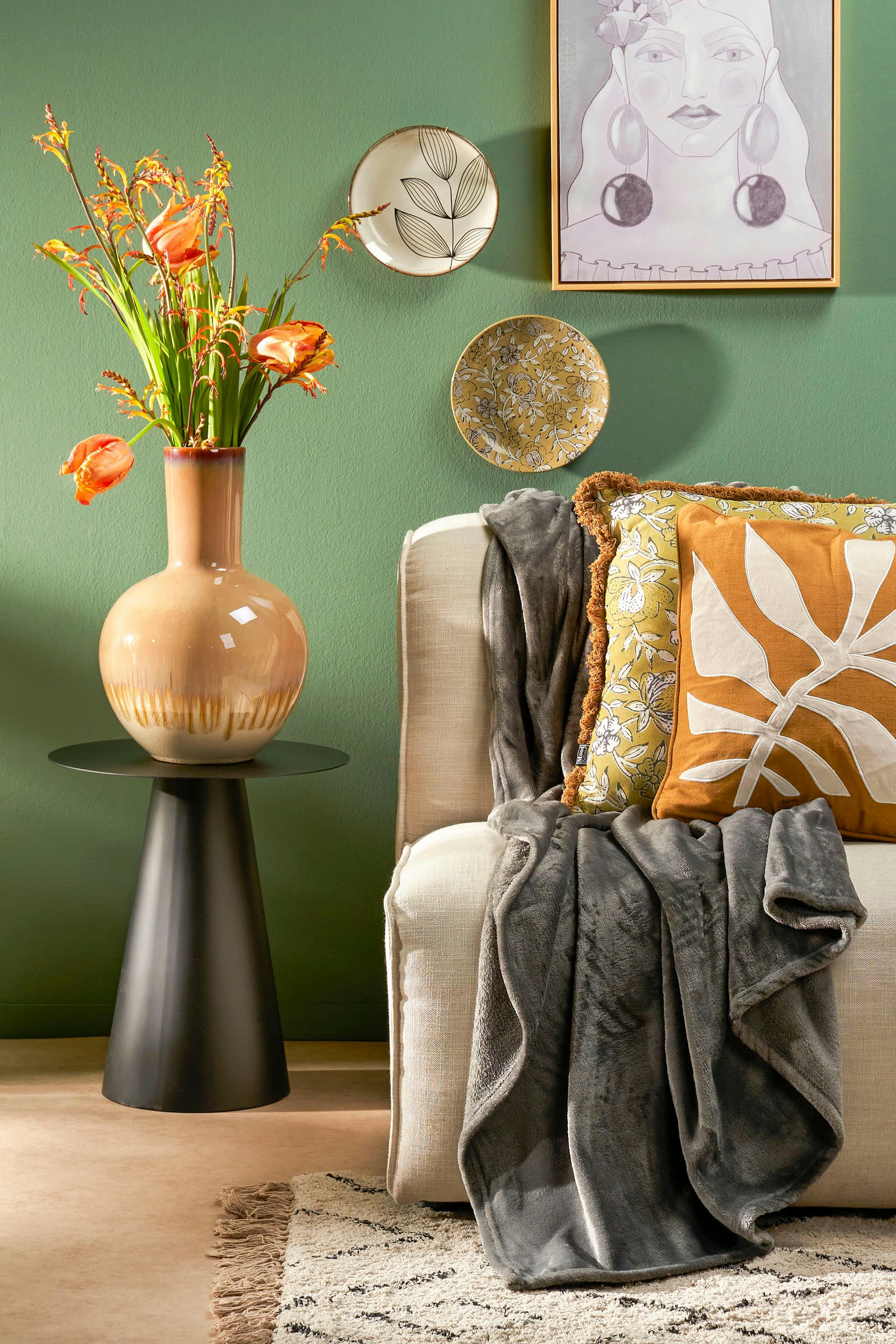 FAMKE - Plaid polaire anthracite 180x130