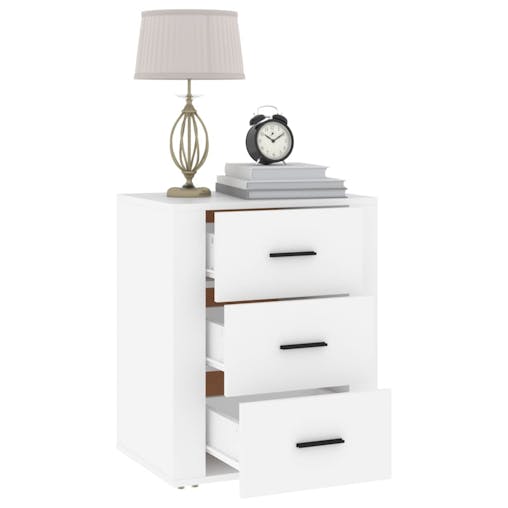 NNEVL Bedside Cabinet White 50x36x60 cm Engineered Wood