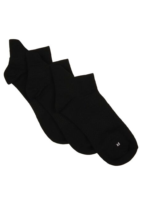 Womens 3pk Black Blister Resistant Socks