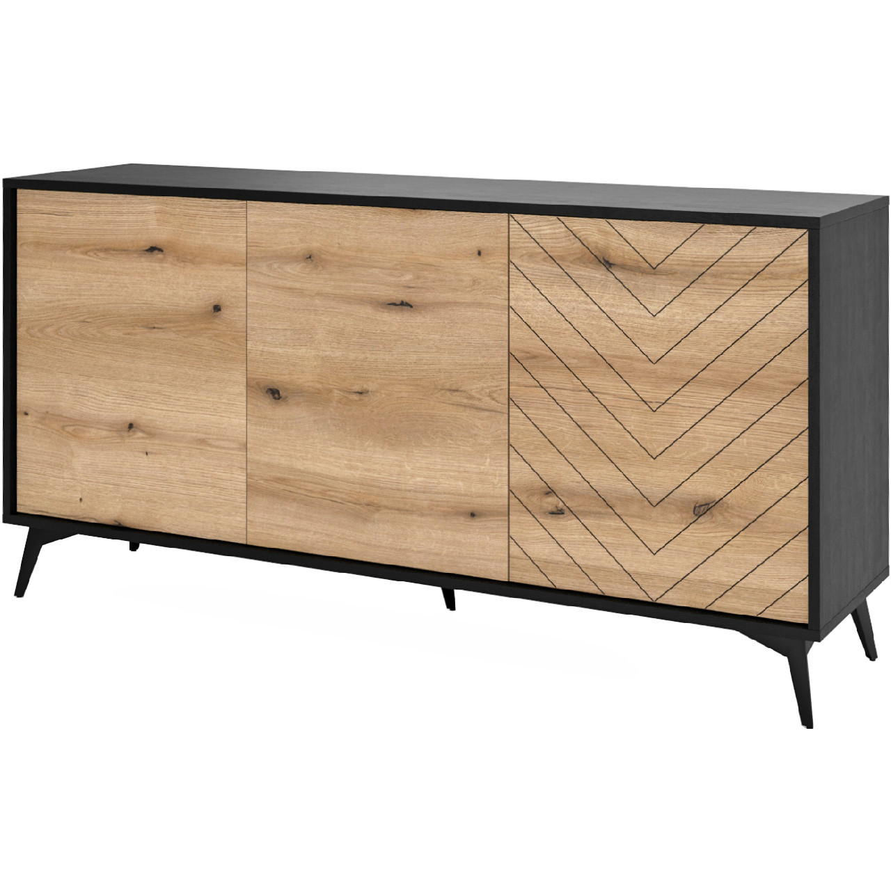 Komoda CRYSTAL 03 czarny / dąb evoke