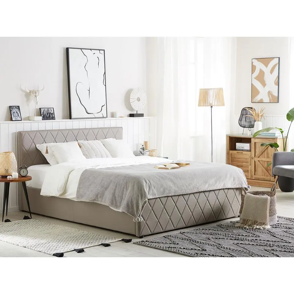 ROCHEFORT - Bed met opbergruimte - Grijs - 140 x 200 cm - Kunstleer