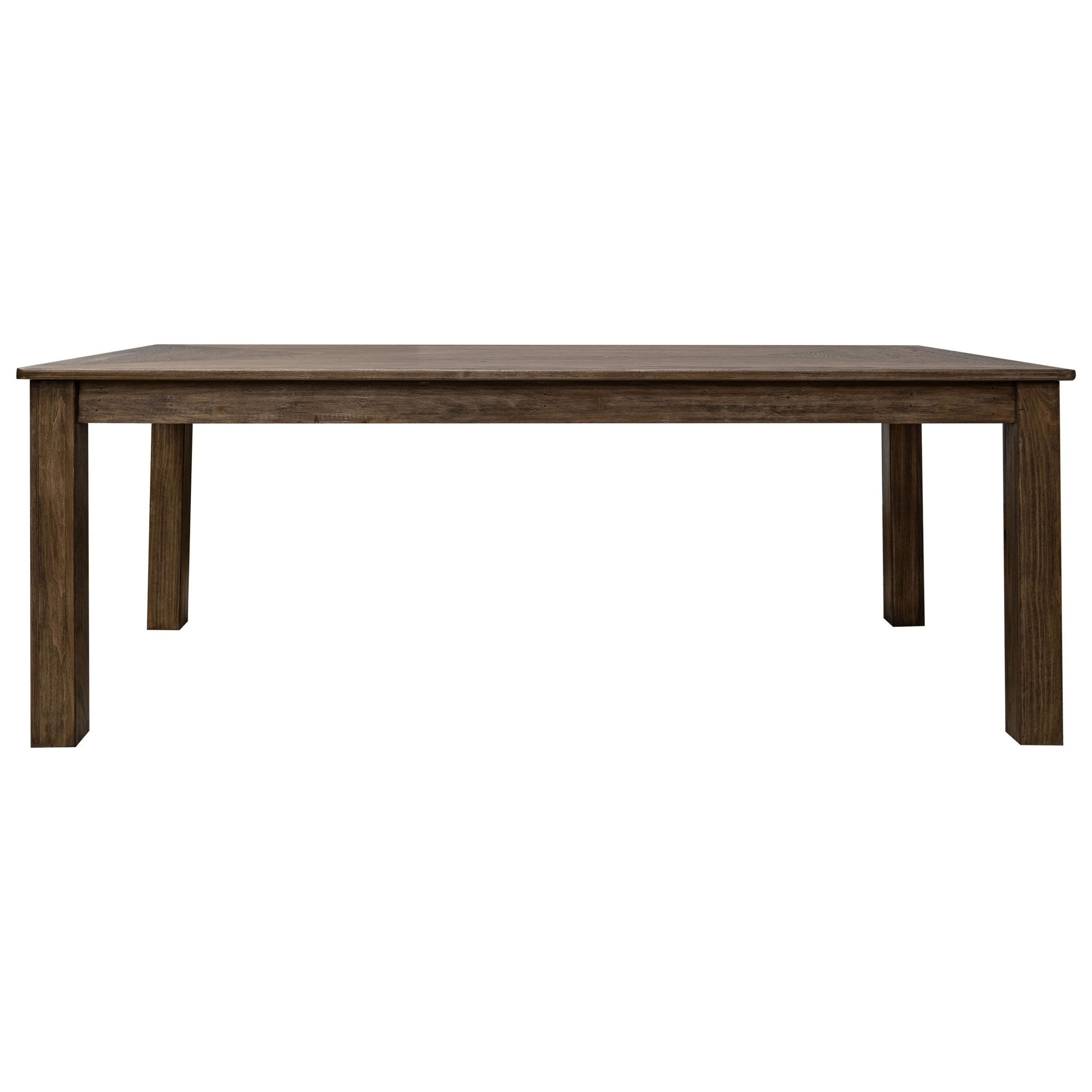 Loe Dining Table, 79 Inch Rectangular Top, Farmhouse Brown Solid Wood