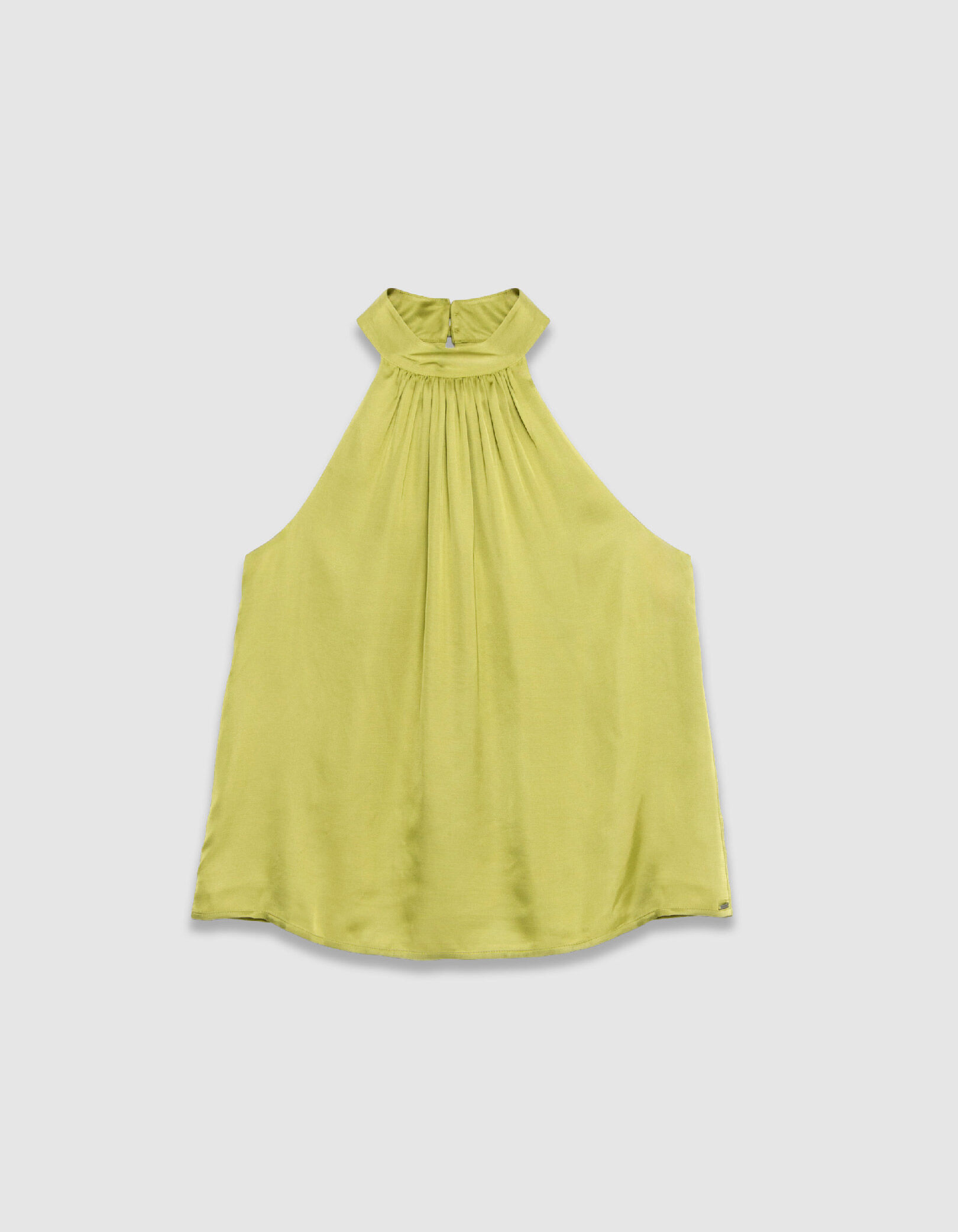 Top sans manches vert satiné Femme