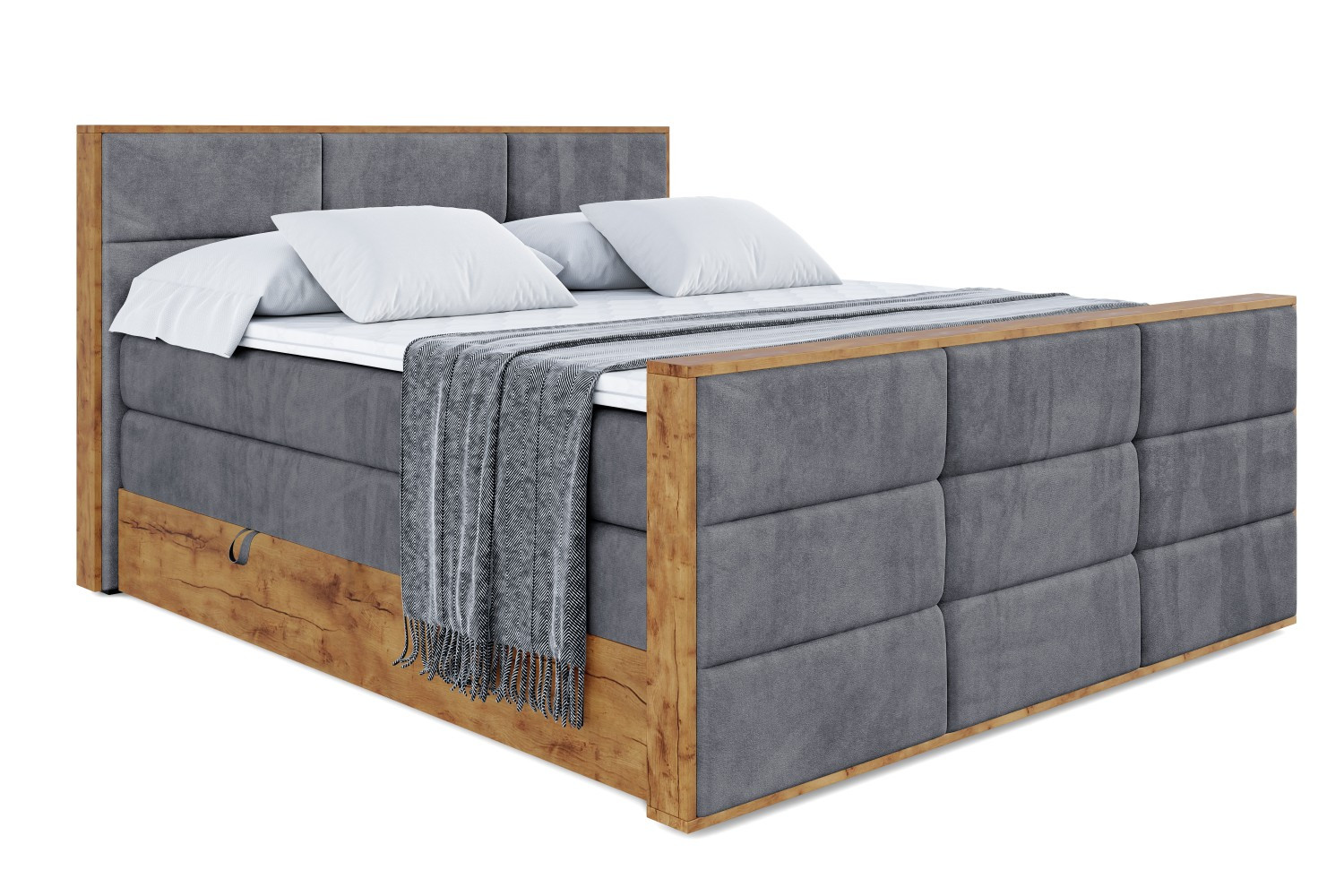 Łóżko kontynentalne z pojemnikiem i materacem H3|H4 LOLLI1-Z KING 120x200cm