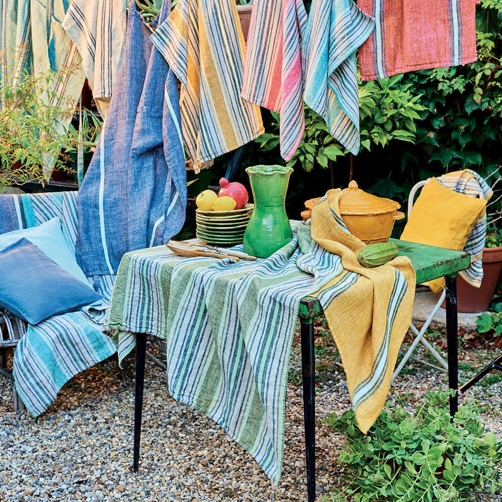 SOMBRILLA EMERAUDE - Nappe  pur lin vert 155x260