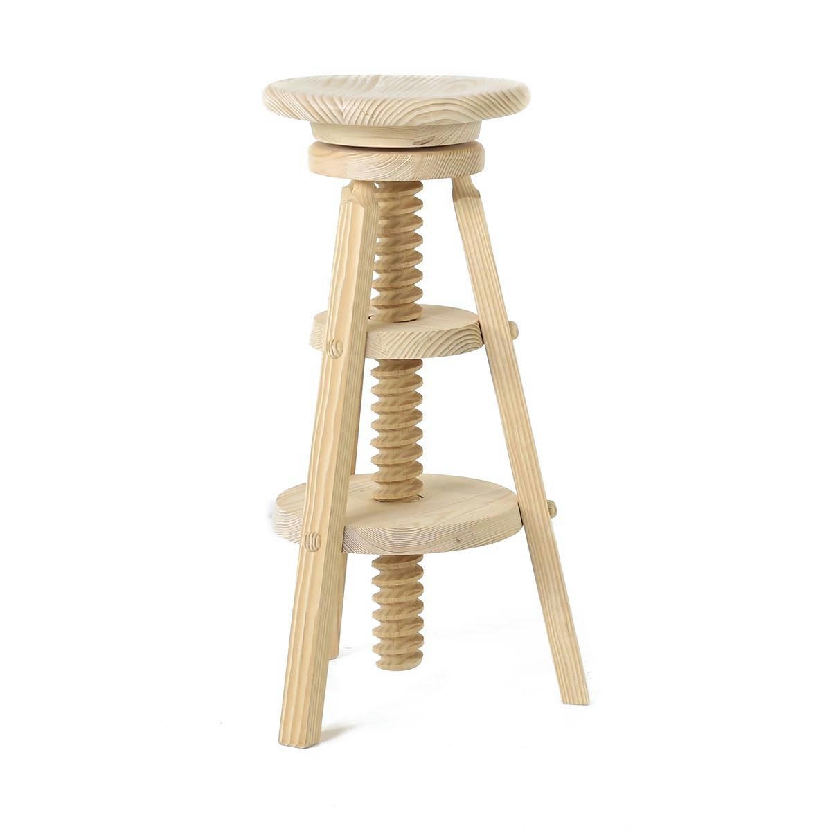 REGION - Tabouret de bar à vis réglable en pin massif brut rustique