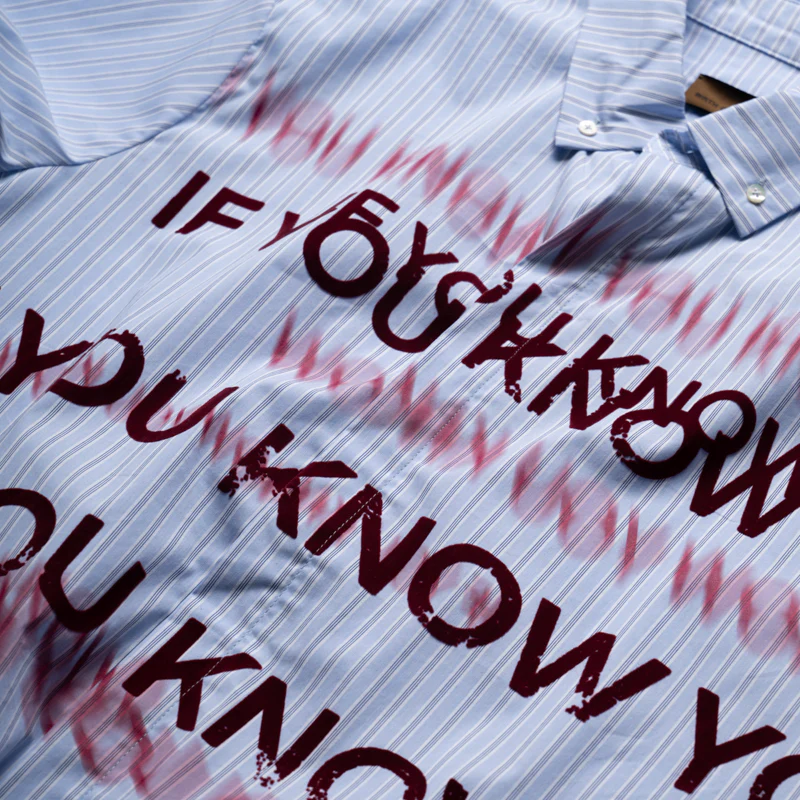 Birth Of Royal Child If You Know Velour Letter Shirt - Blue