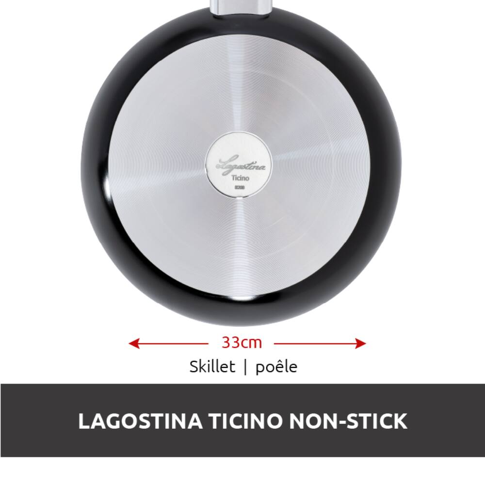 Lagostina Ticino Frying Pan Non-Stick, Dishwasher & Oven Safe, Black, 34-cm