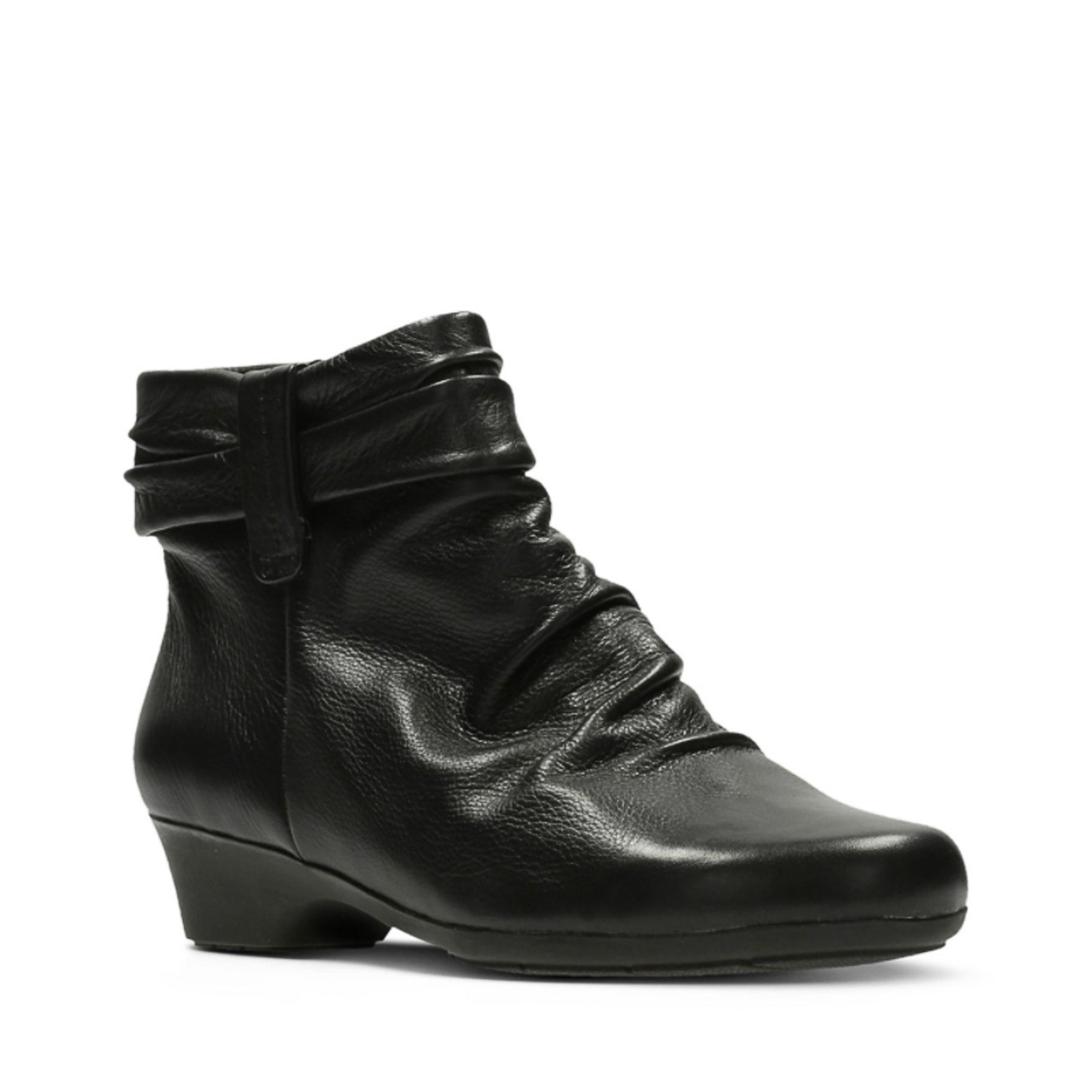 Clarks Matron Ella Ankle Boot Black Leather Ankle Boots