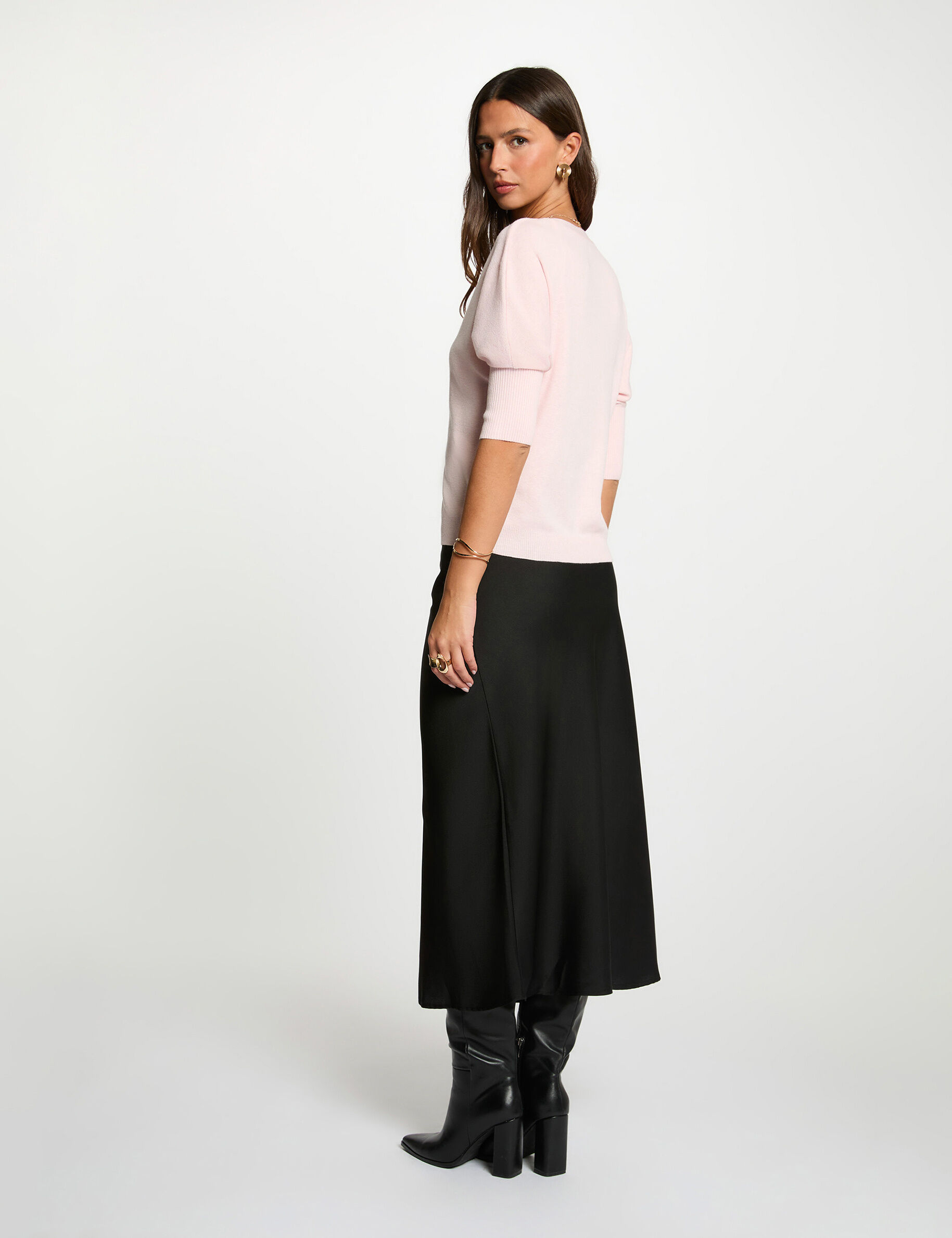 Cardigan V-Neck Long Sleeves Light Pink Women