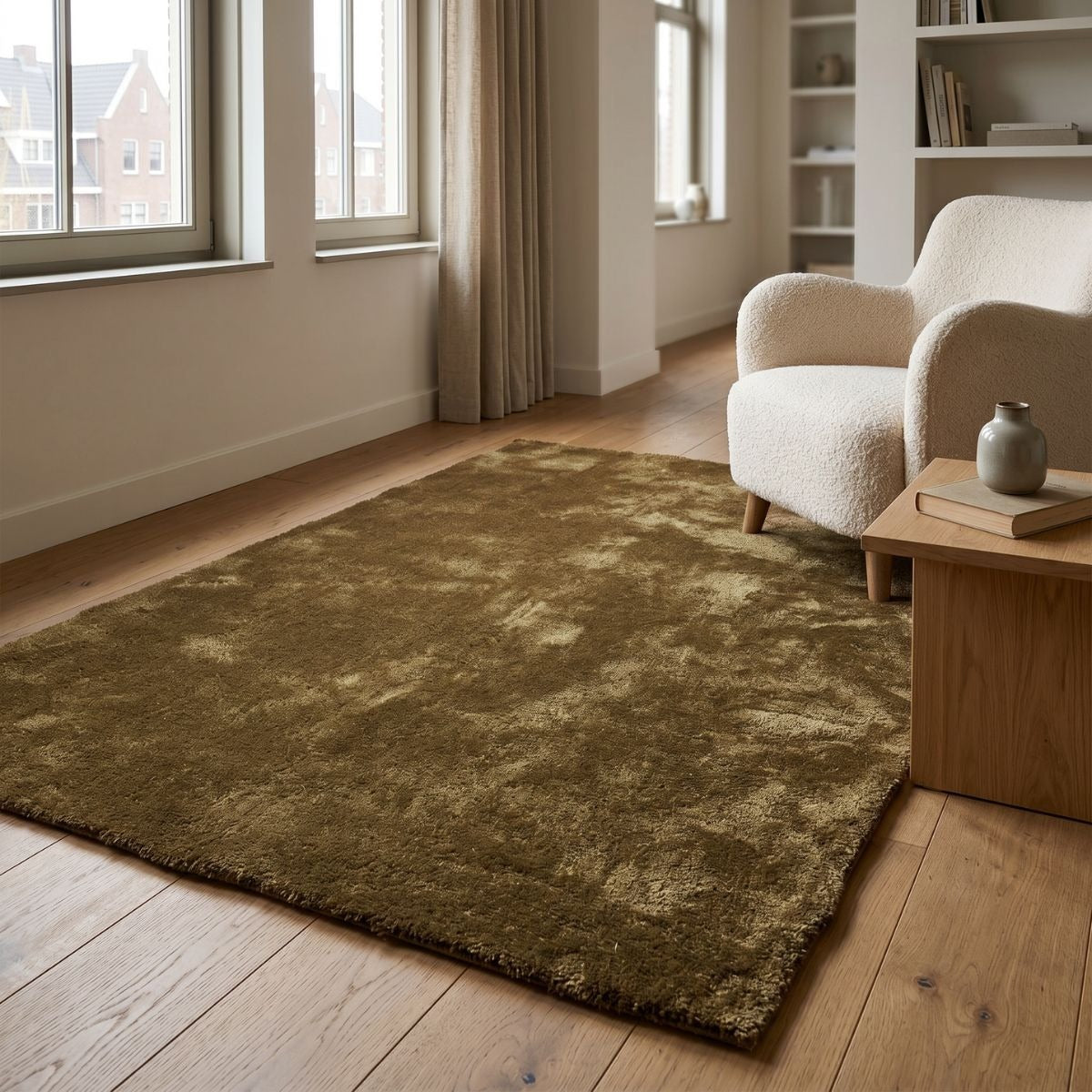 DÉJA Living Vloerkleed Civar - Mosgroen Stof - 130x190cm