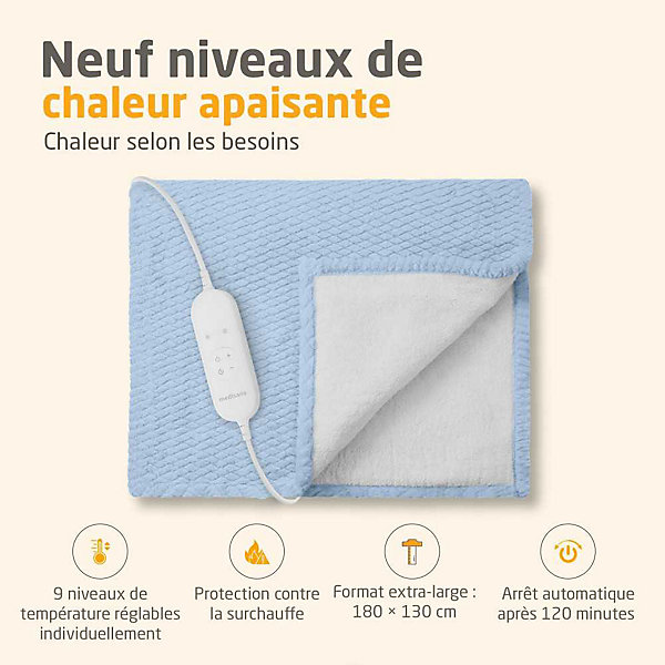 Couverture chauffante reversible MEDISANA HB 415 180 x 130 cm bleu 120 W