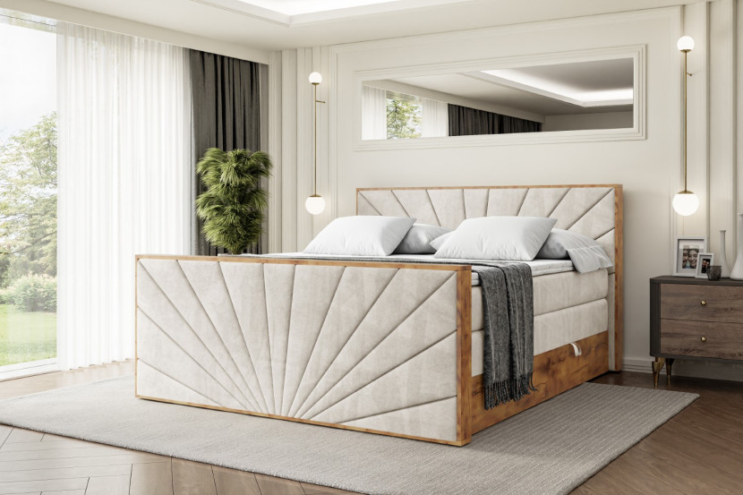 Łóżko kontynentalne z pojemnikiem i materacem H3|H4 LOLLI6-Z KING 120x200cm