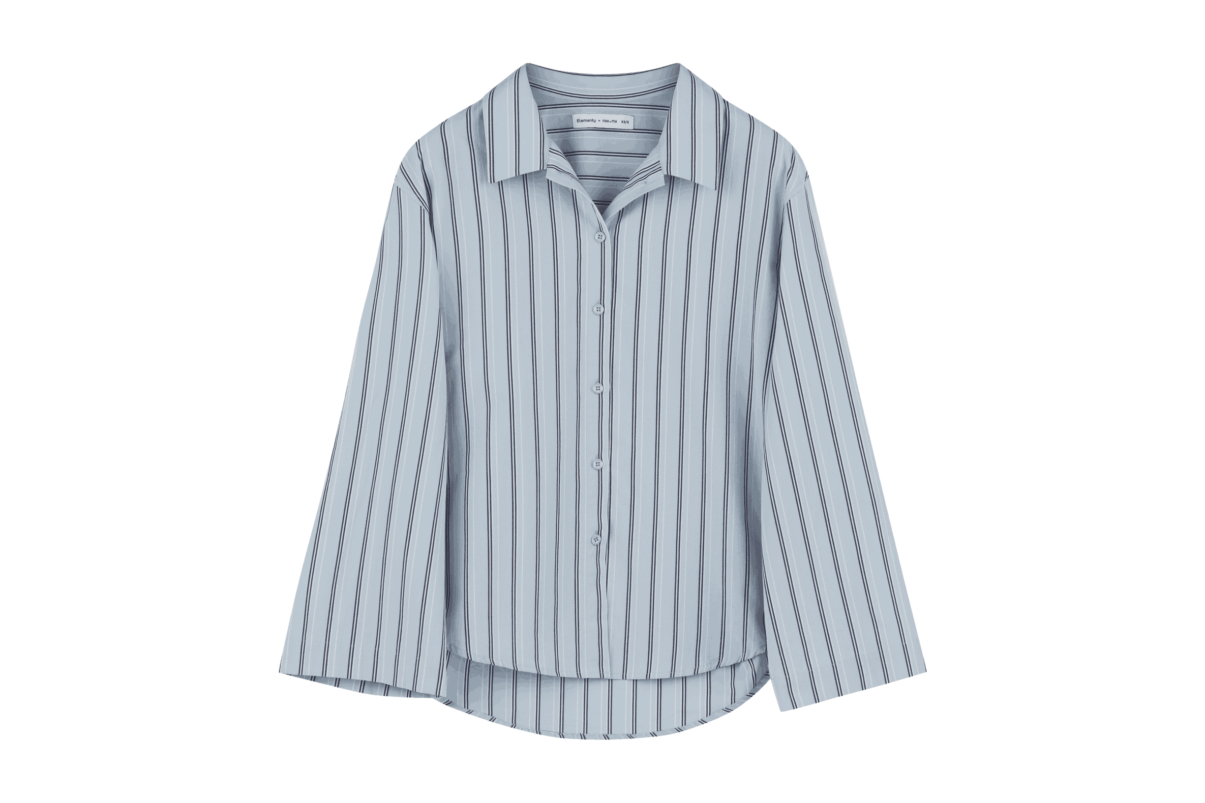 noo.ma Tala pyjamashirt dames - 100% biologisch katoen, gestreept, Baby Blue, M/L