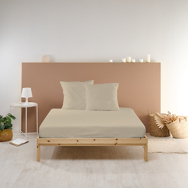 Drap Housse uni 90x190cm PERCALE LIN