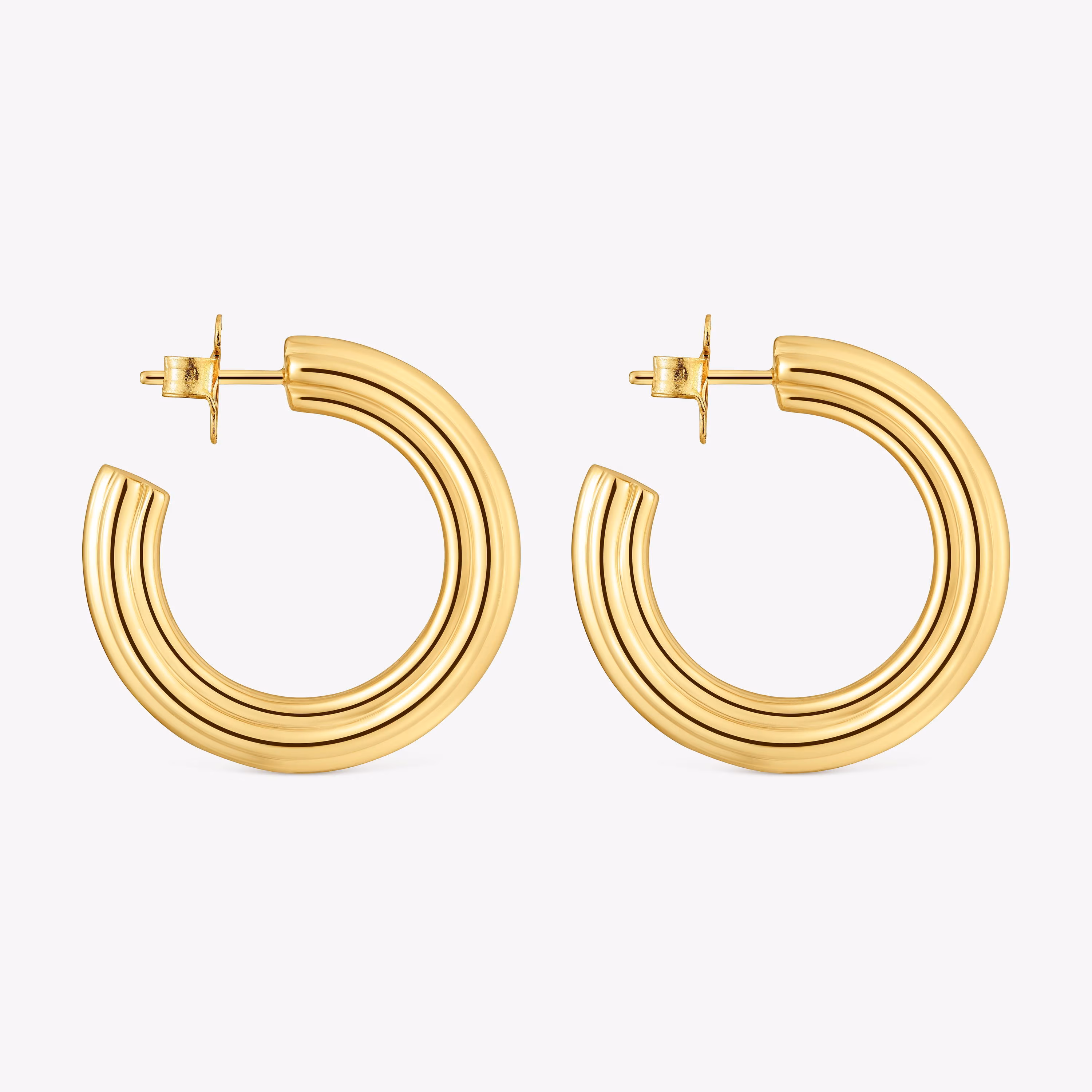 Pendientes de aro largos con baño de oro 18 kt sobre plata y motivo flor TOUS 1950