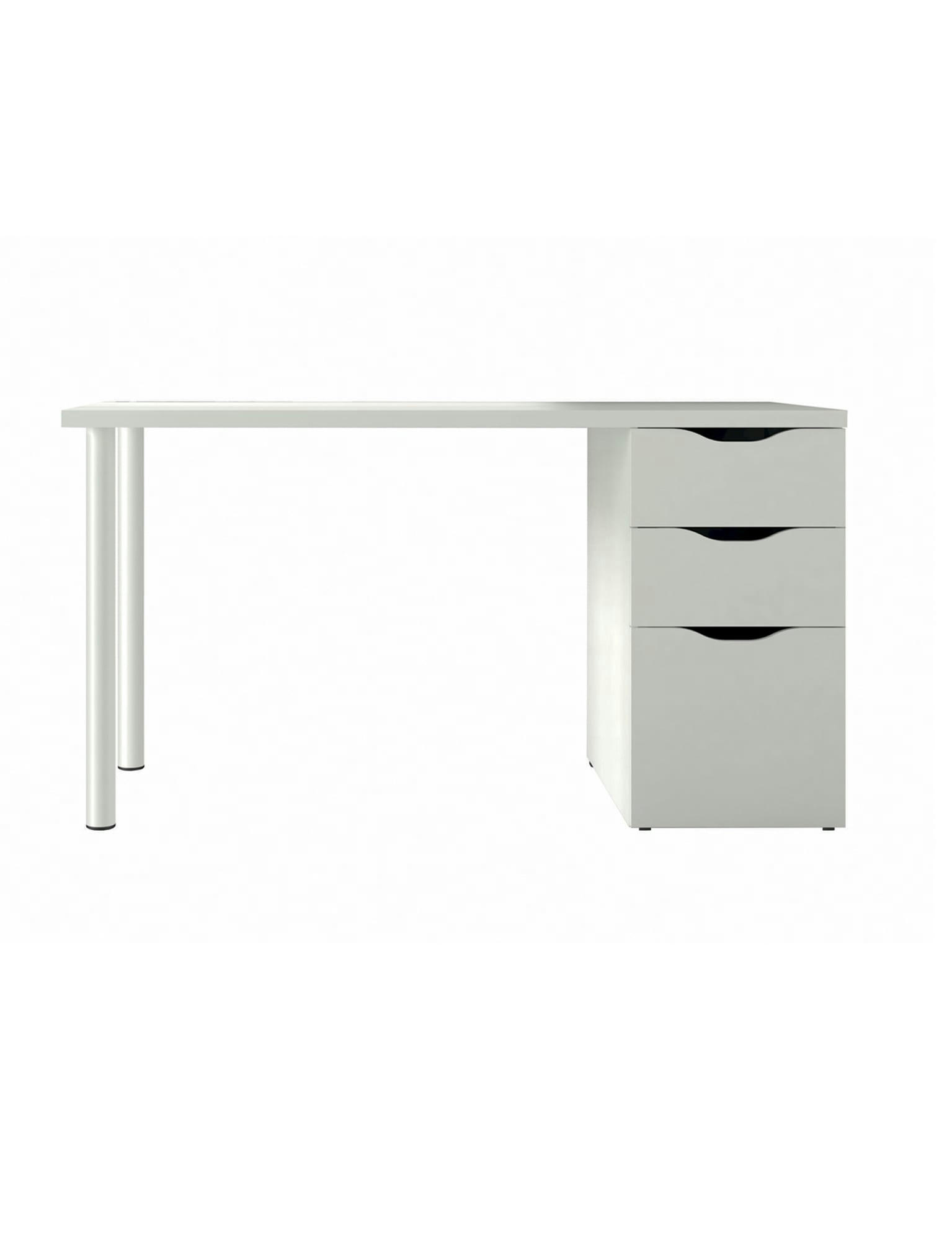 DDAMIC - Bureau avec 2 tiroirs et 1 porte effet bois blanc