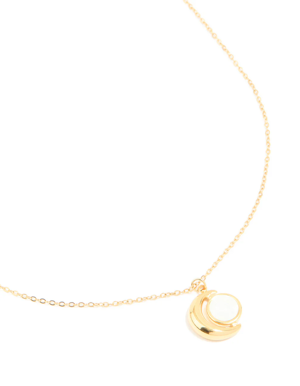 Waterproof Gold Plated Stainless Steel Full & Crescent Moon Phase Necklace