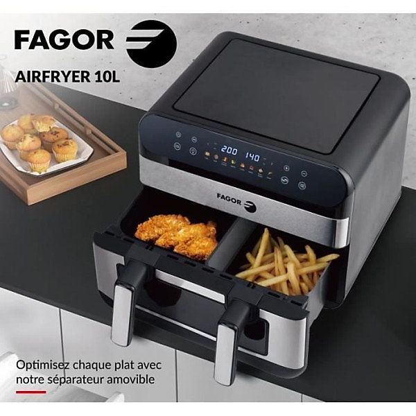 Friteuse Electriquesans huile FAGOR - Airfryer FGF10 - Capacité 10L - Double cuves 4,5L - Séparateur amovible - 2400W