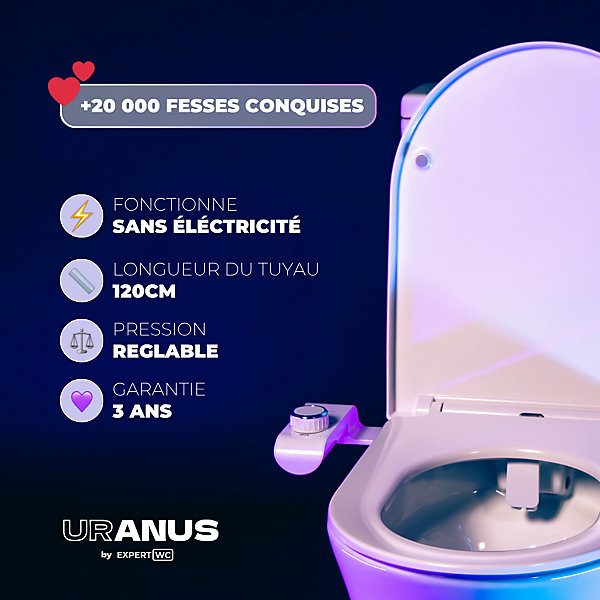 Kit WC Japonais - Jet réglable &Buse Autonettoyante - Robinet 3 Voies Inclu - Kit complet Toilettes Japonaises (Brevet Déposé)