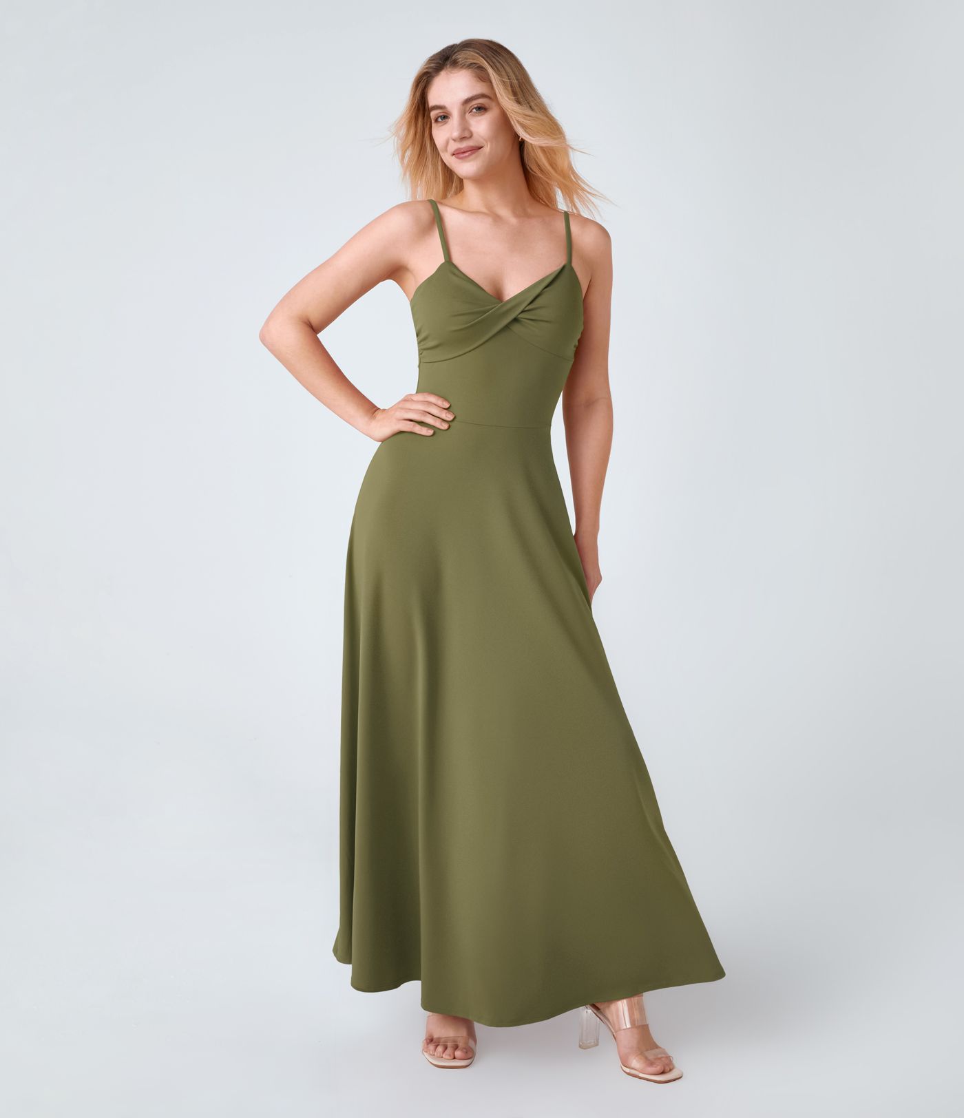 Robe de Vacances Fluide Bretelles Réglables Dos en U Torsadé Évas