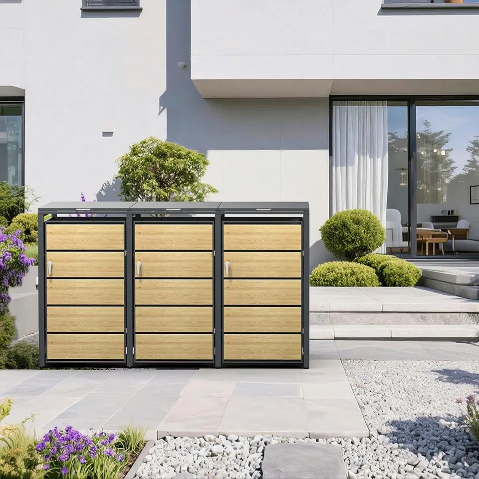 Kliko ombouw - 3 containers - Houtlook - Met lock functie