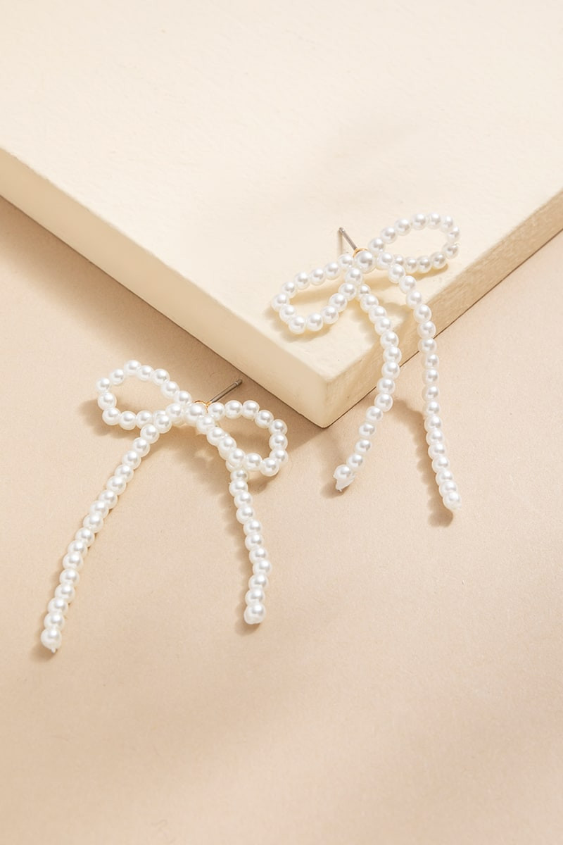 Monica Pearl Bow Strand Drop Earrings