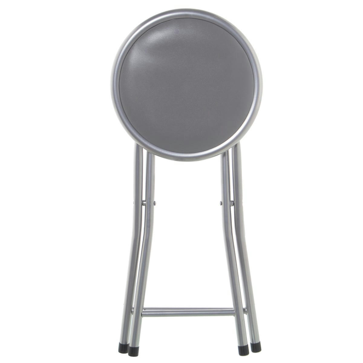 - Tabouret d'appoint pliable métal assise similicuir gris 30x30x45cm