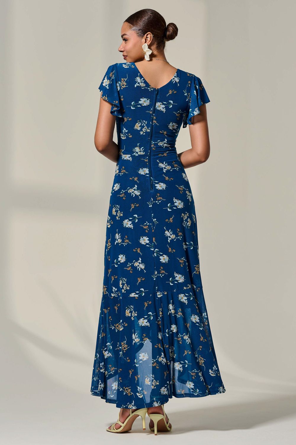 Jolie Moi Floral Ruffle Hem Maxi Dress