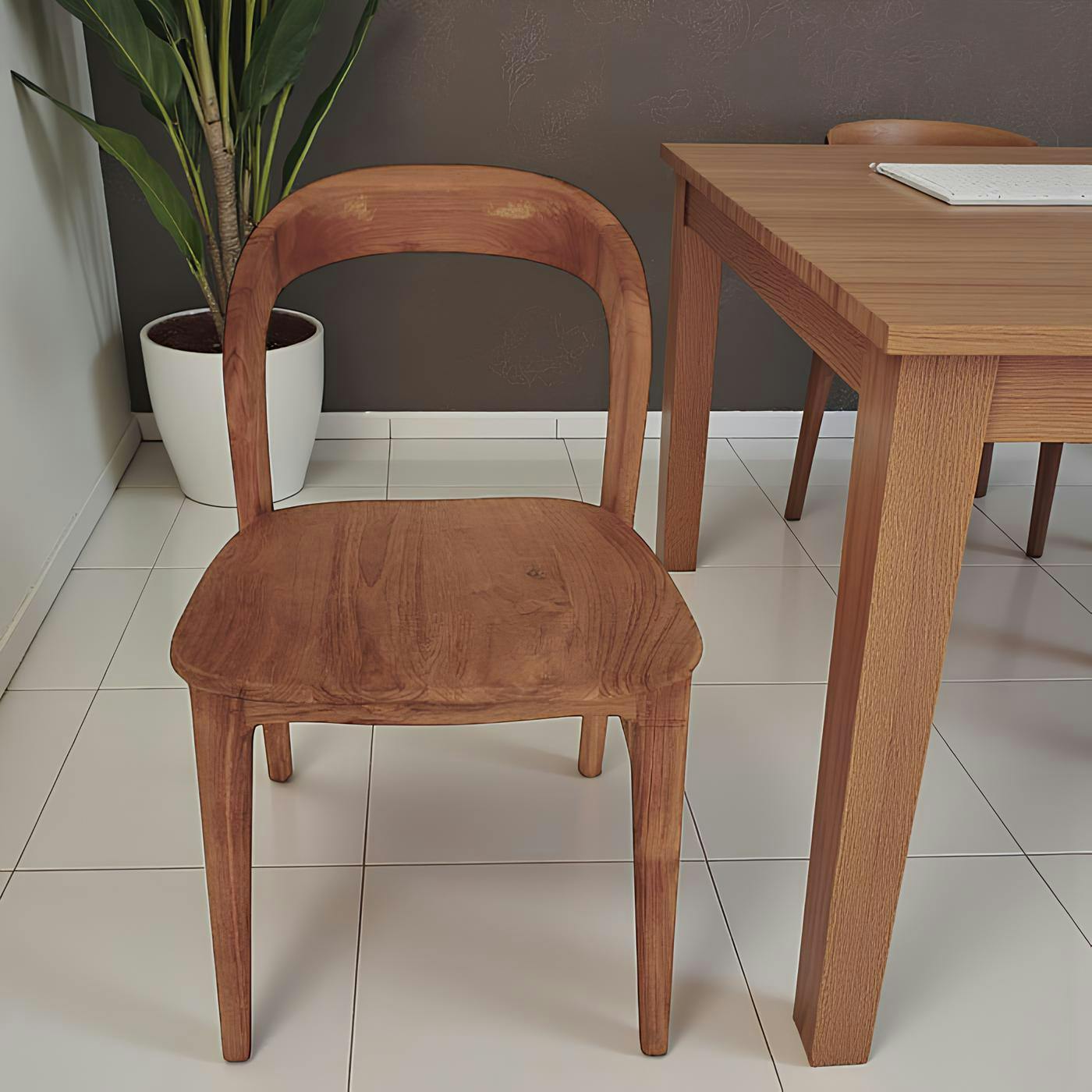 Chaise en teck massif à dossier arrondi (lot de 2) DEPOK