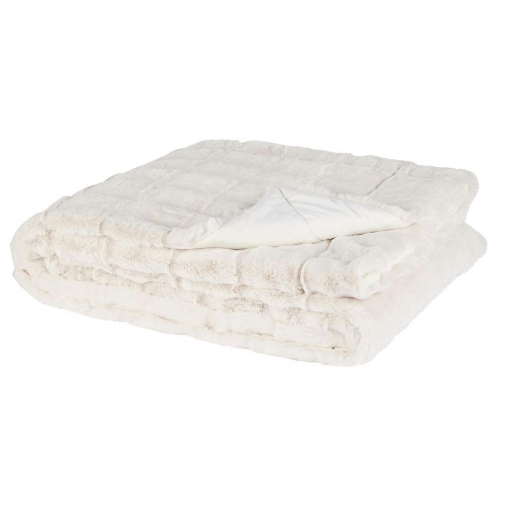 MANX - Plaid imitation fourrure écrue 150x180