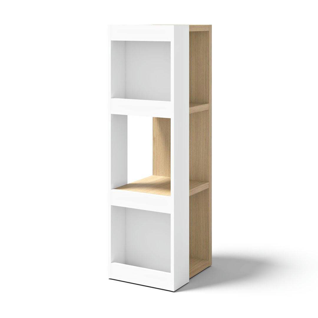 ELLA - Meuble de salle de bain  placage chêne clair et blanc laqué