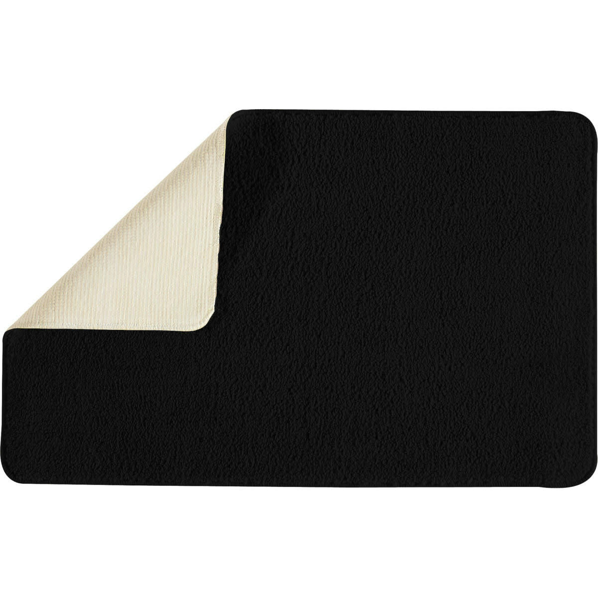 POLYNESIE - Tapis de bain en polyester uni noir 50x80cm